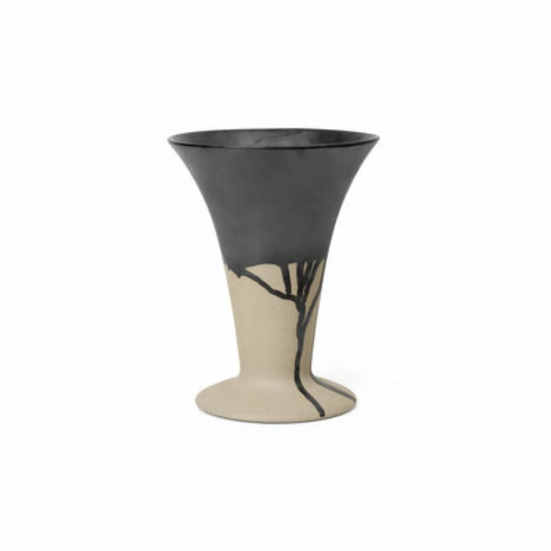 Vase Flores keramik schwarz beige / Ø 18 x H 23 cm - Ferm Living - Beige günstig online kaufen