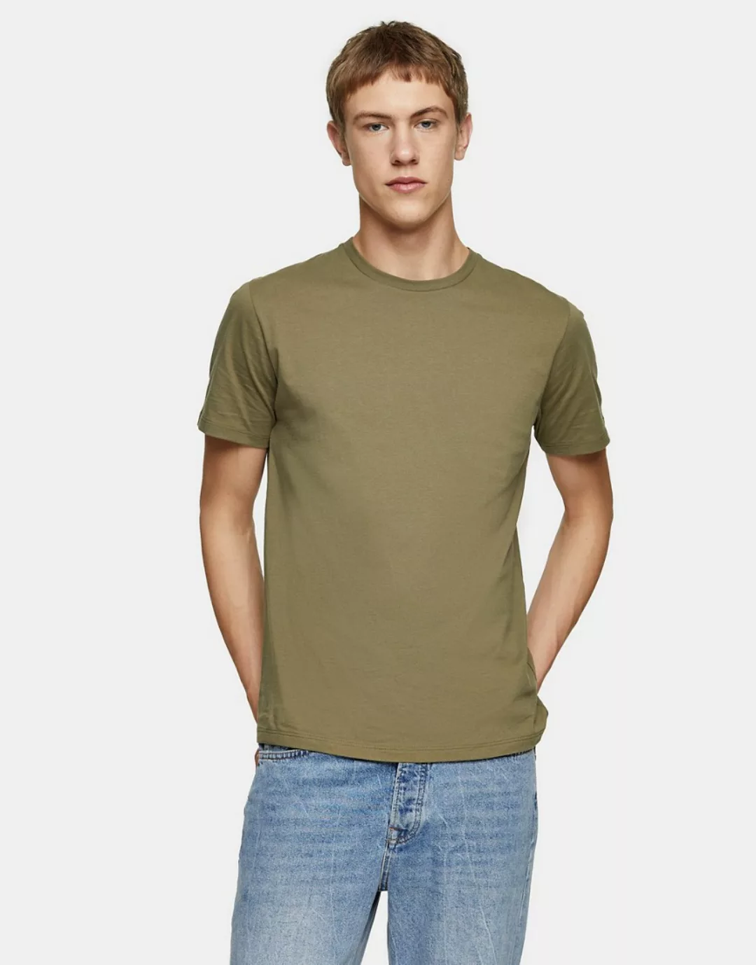 Topman – Klassisches T-Shirt in Olivgrün günstig online kaufen