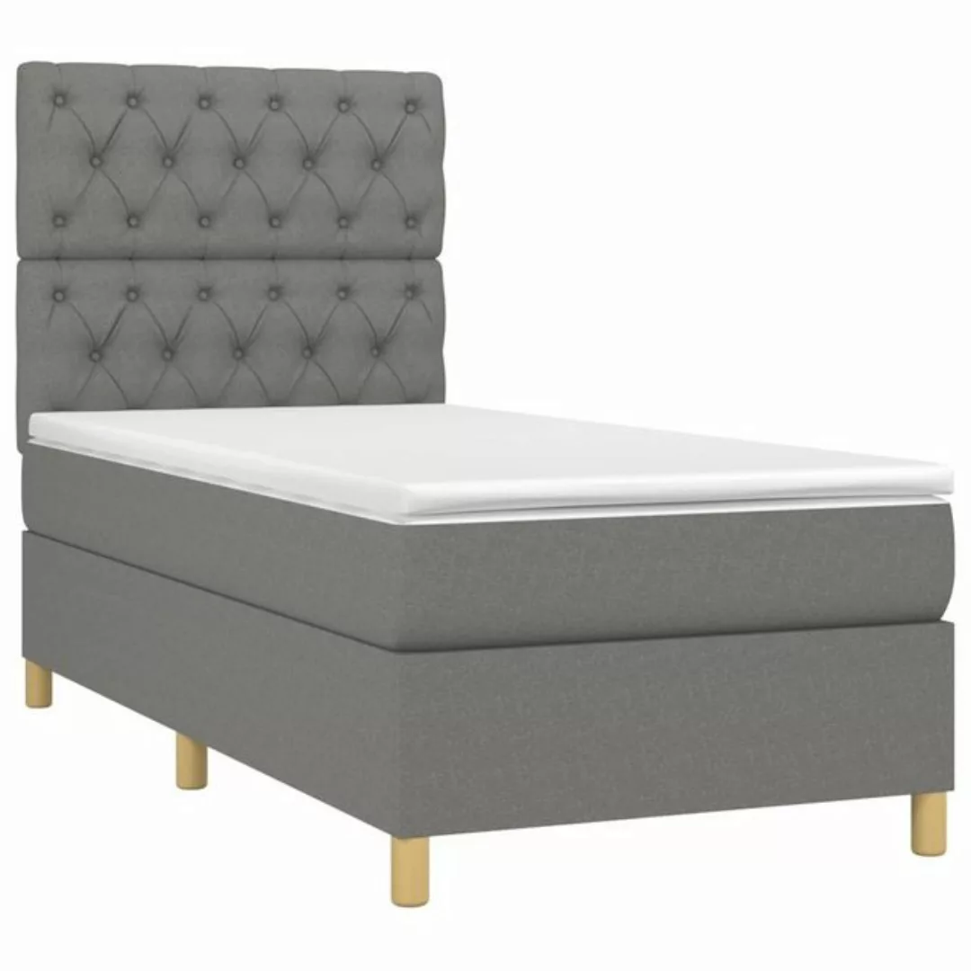 vidaXL Boxspringbett Boxspringbett mit Matratze Dunkelgrau 80x200 cm Stoff günstig online kaufen