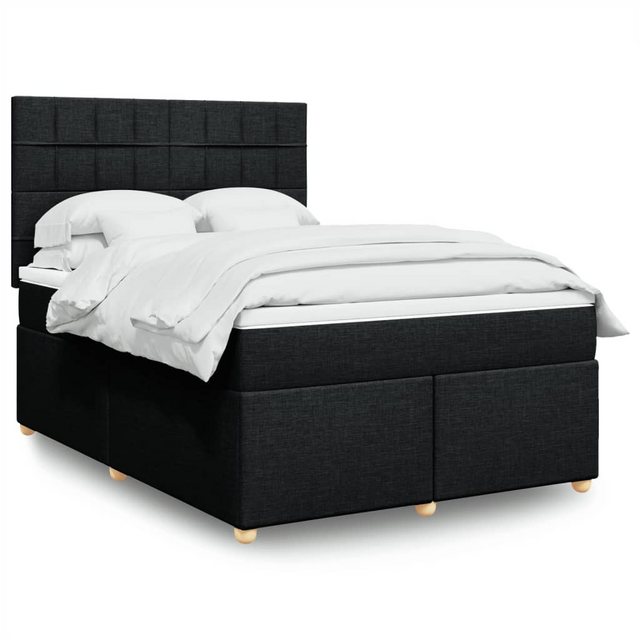 vidaXL Boxspringbett, Boxspringbett mit Matratze Schwarz 140x200 cm Stoff günstig online kaufen