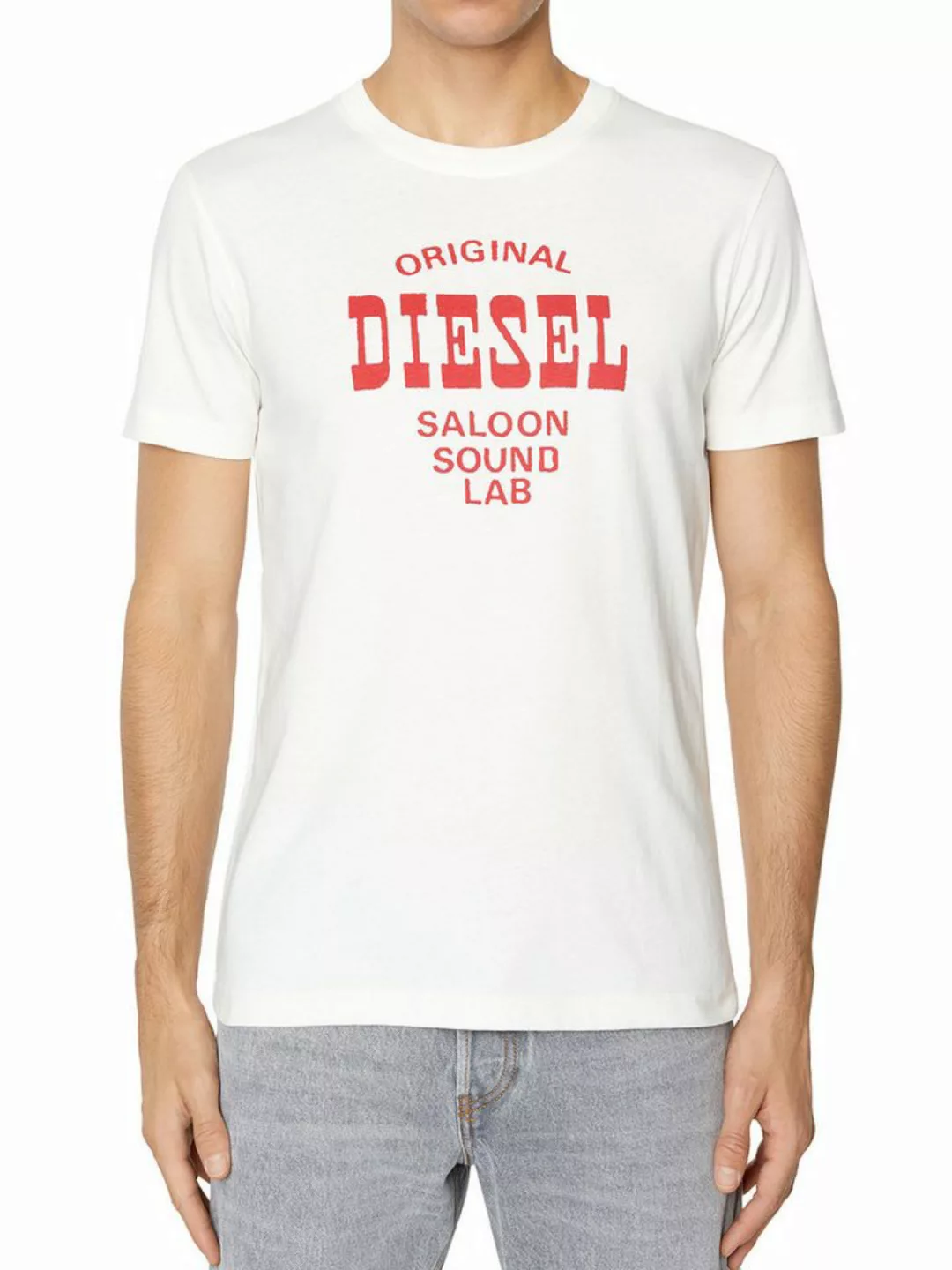 Diesel Rundhalsshirt Slim Fit - Weiß - T-DIEGOR-E12 141 günstig online kaufen