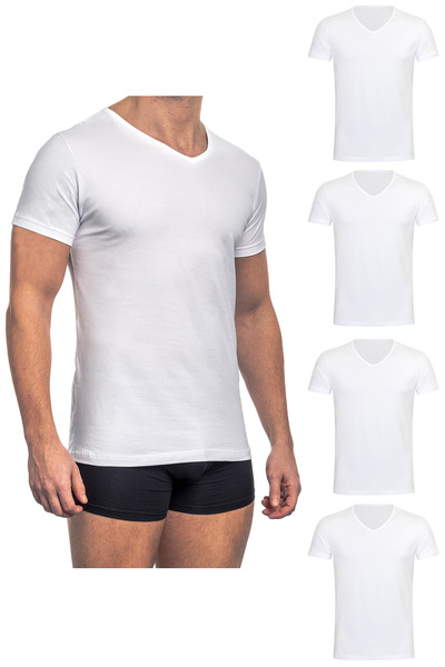 Unterhemd Herren Mit V-ausschnitt 4er Pack - T-shirt Kurzarm Basic Slim Fit günstig online kaufen