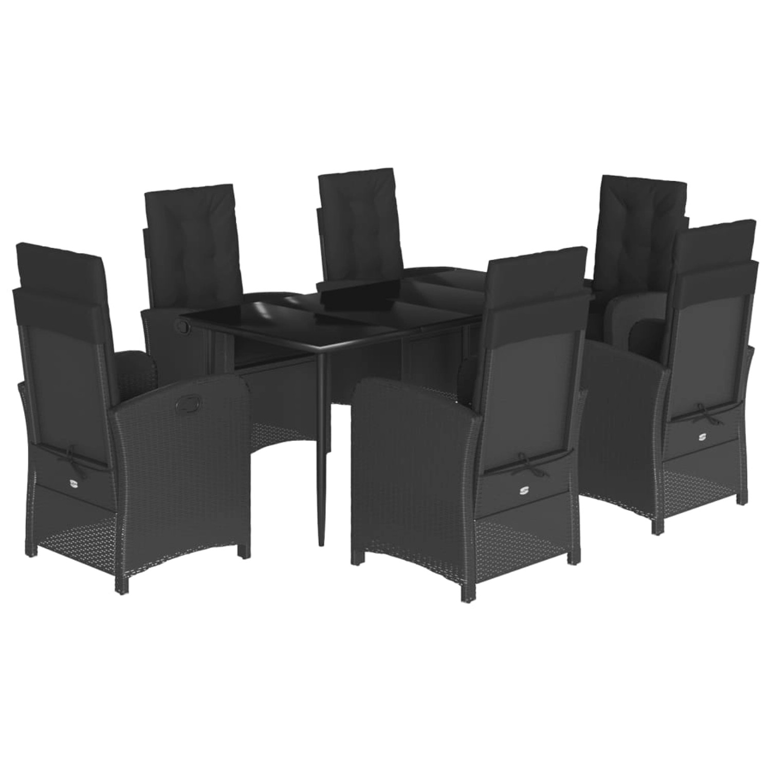 vidaXL 7-Tlg Garten-Essgruppe mit Kissen Schwarz Poly Rattan 3212315 günstig online kaufen
