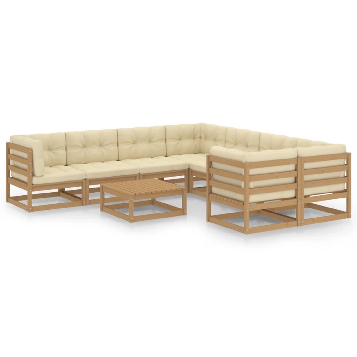 9-tlg. Garten-lounge-set Kissen Honigbraun Kiefer Massivholz günstig online kaufen