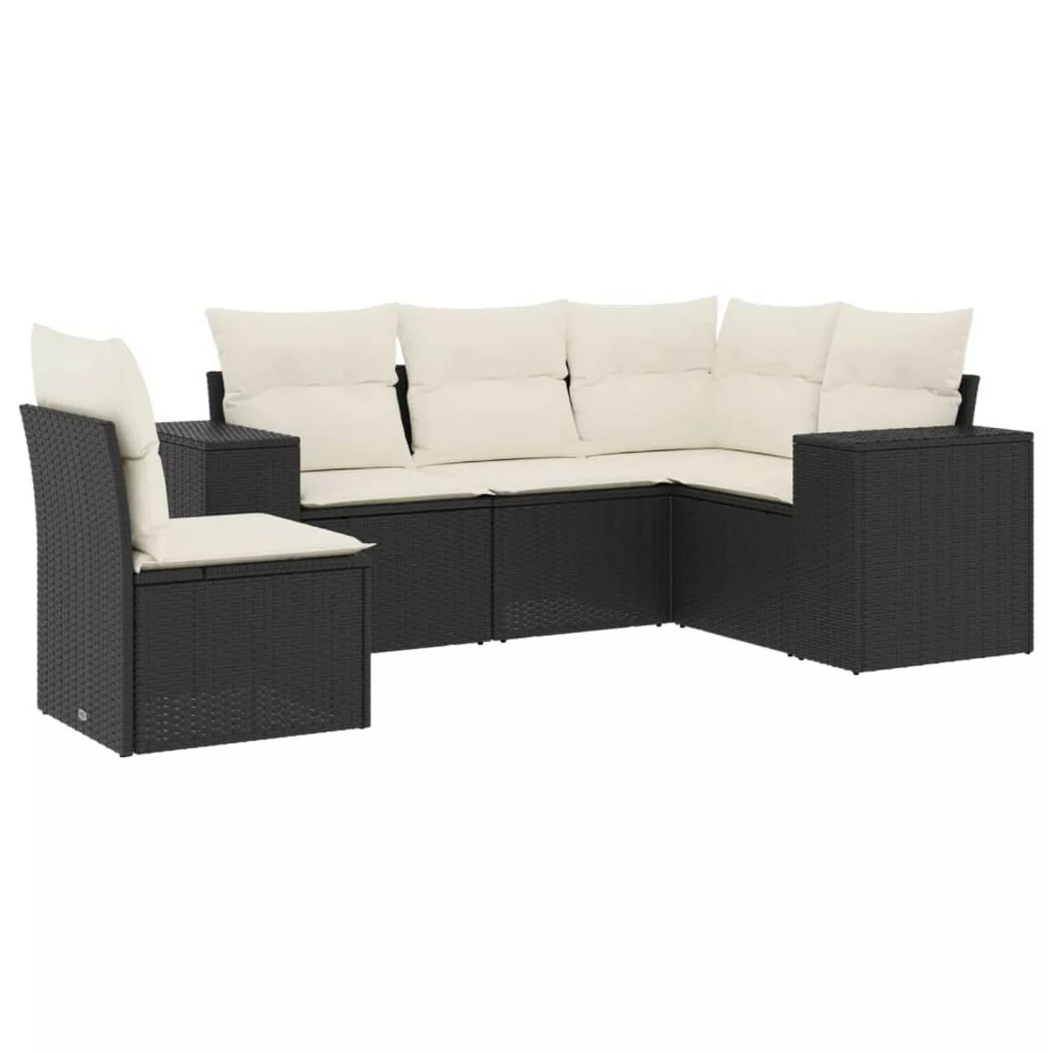 vidaXL 5-tlg Garten-Sofagarnitur mit Kissen Schwarz Poly Rattan Modell 121 günstig online kaufen