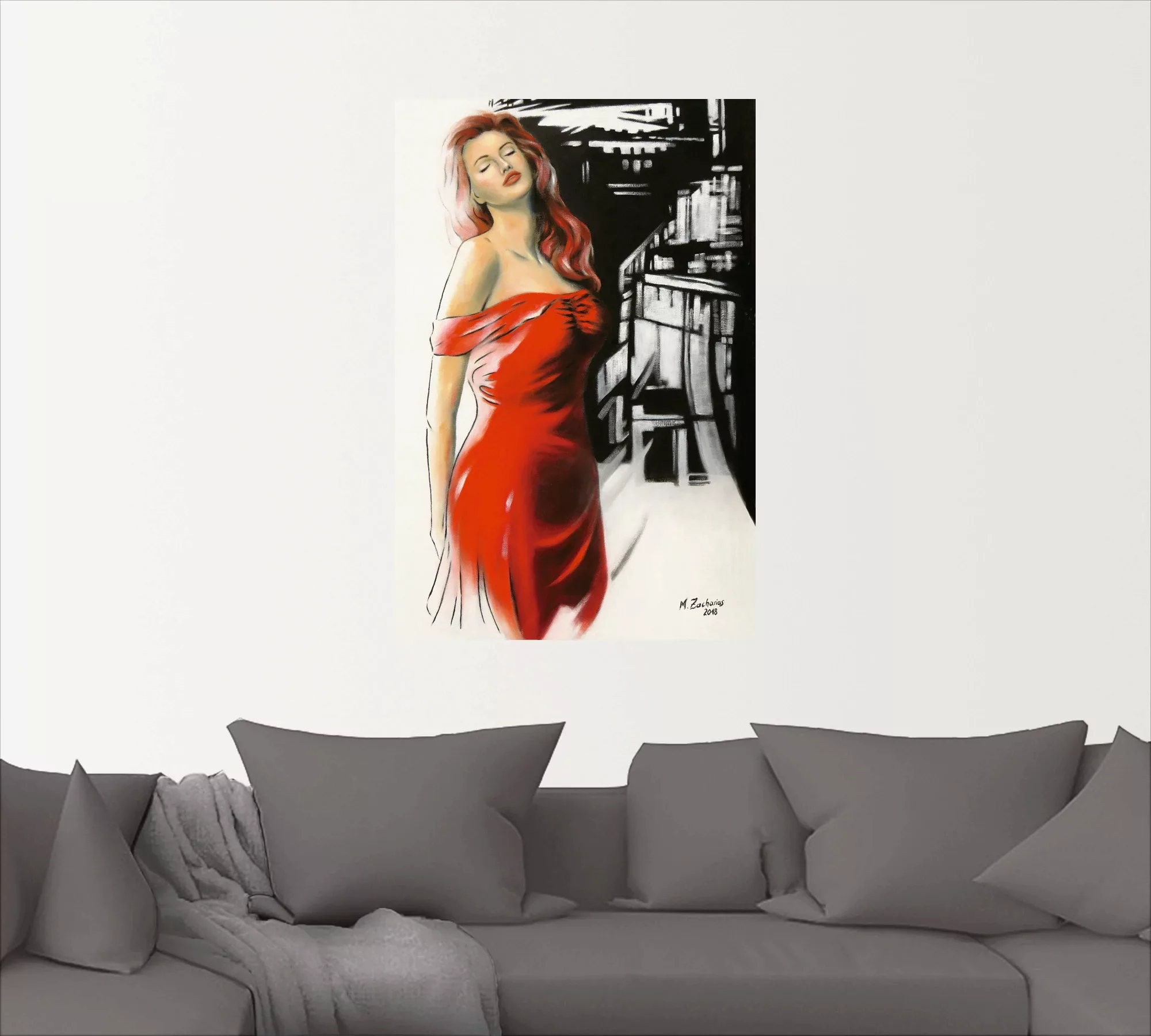 Artland Wandbild »Schönheit im roten Kleid«, Frau, (1 St.), als Alubild, Ou günstig online kaufen