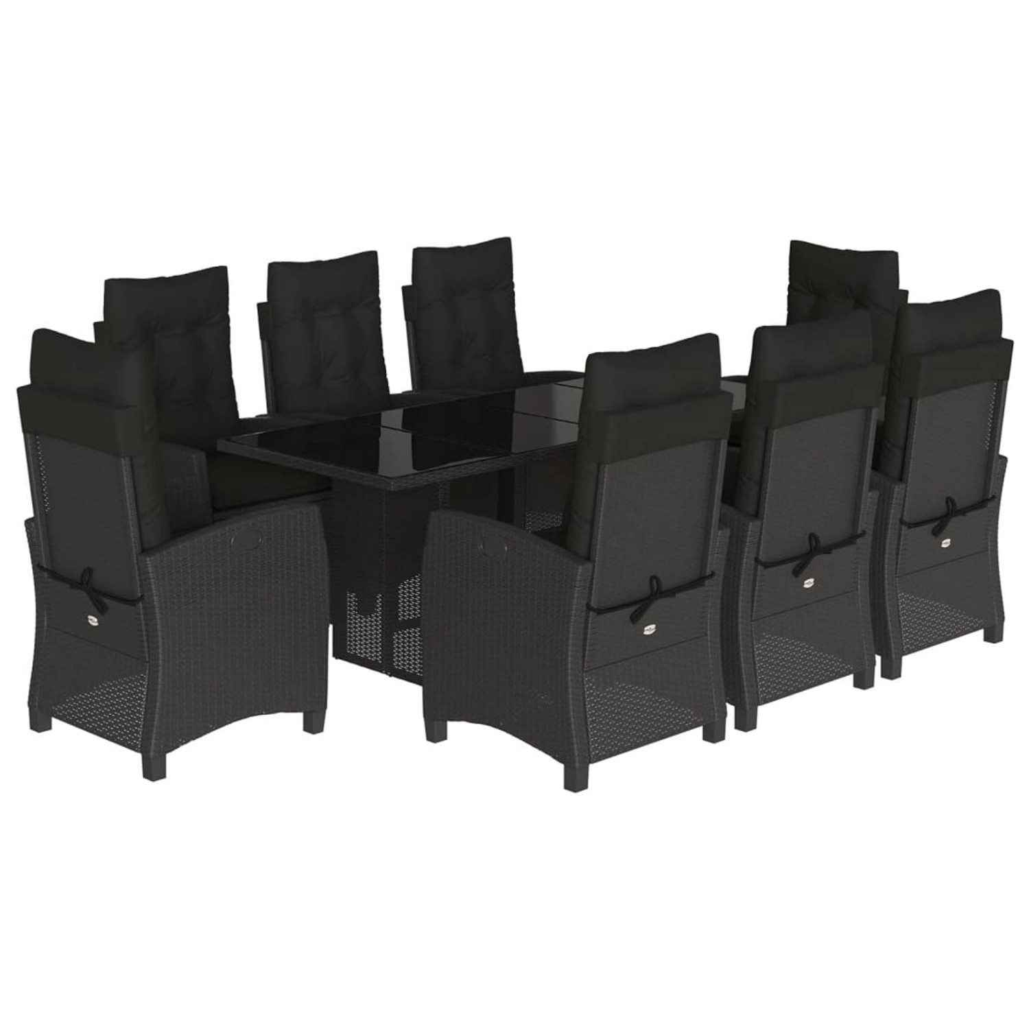 vidaXL 9-Tlg Garten-Essgruppe mit Kissen Schwarz Poly Rattan 3212685 günstig online kaufen