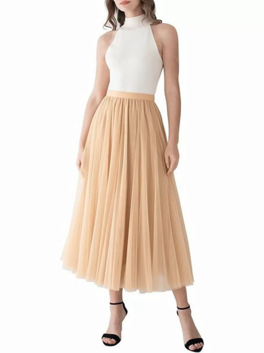 DEBAIJIA Meshrock Meshrock Damen Maxirock Sommer Elegant Lange Röcke Kleid günstig online kaufen