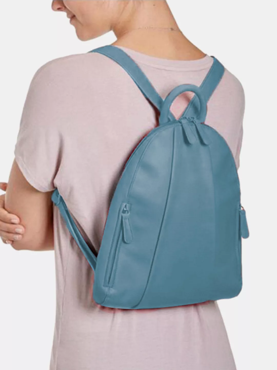 Damen Casual PU-Kunstleder-Reißverschluss Multi-Trage-Rucksack günstig online kaufen