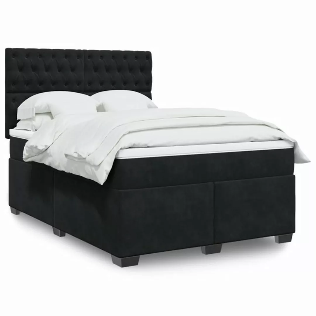 vidaXL Boxspringbett, Boxspringbett mit Matratze Schwarz 140x200 cm Samt günstig online kaufen