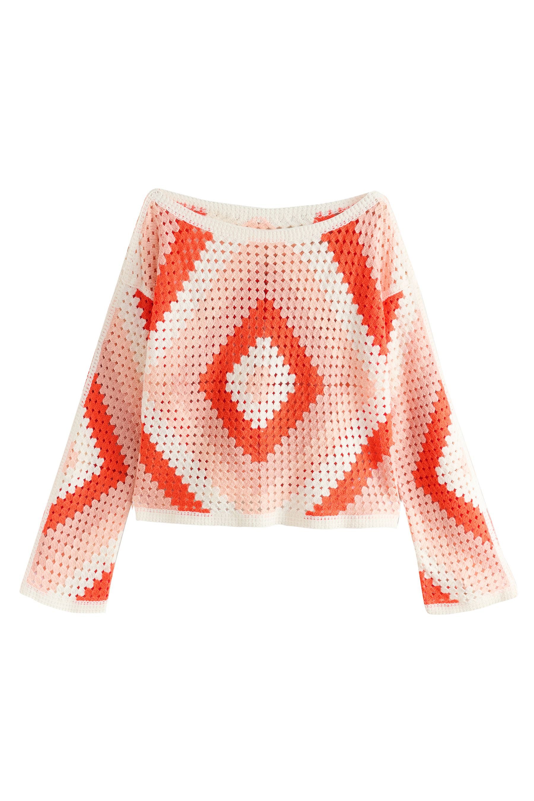 Next Strickpullover Baumwoll-Häkelpullover mit offenem Ausschnitt günstig online kaufen