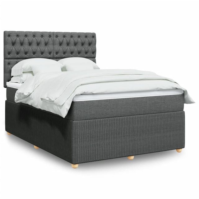 vidaXL Boxspringbett Boxspringbett mit Matratze Dunkelgrau 140x200 cm Stoff günstig online kaufen