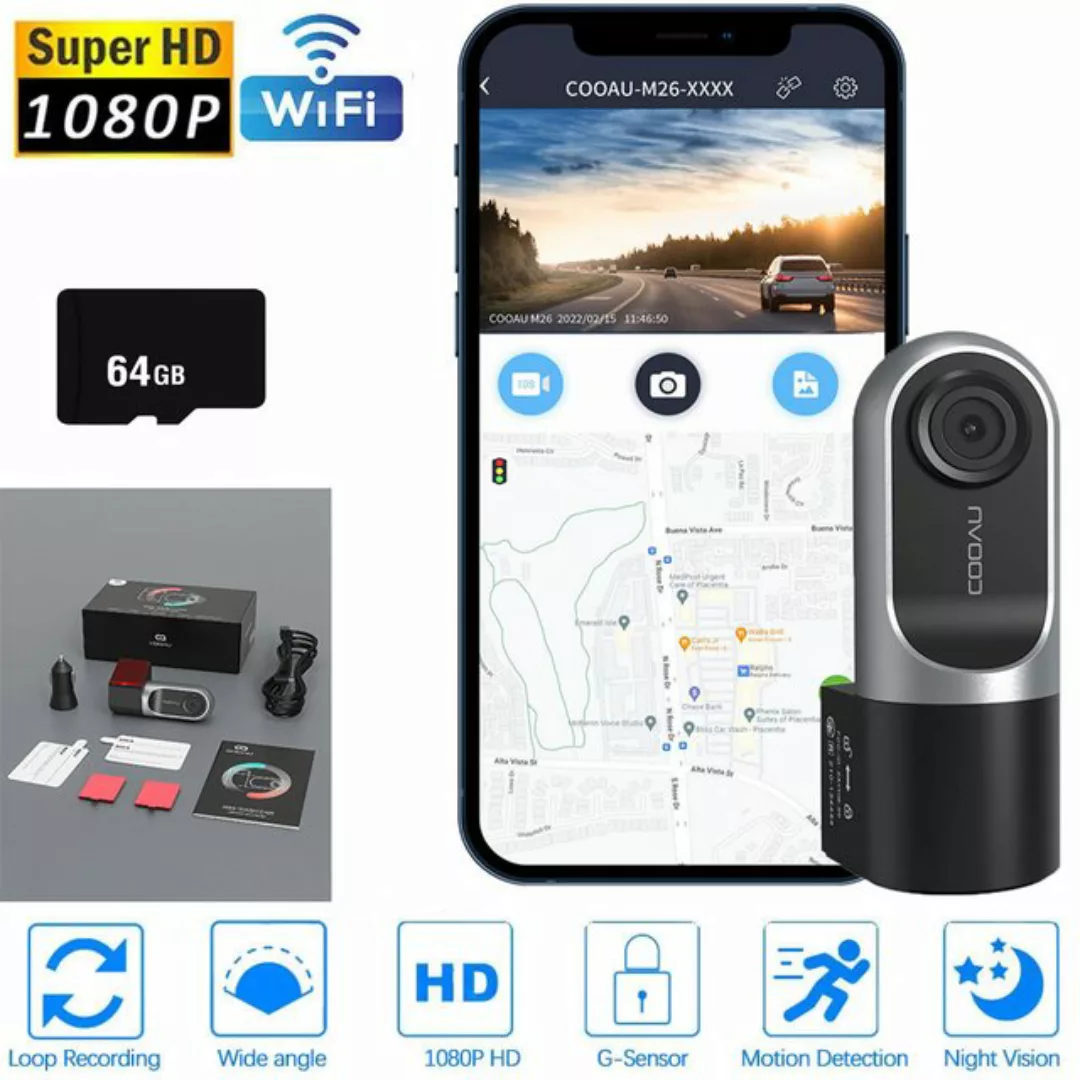 COOAU Dashcam Auto Vorne,1080P FHD Autokamera mit F 1,8-Objektiv Dashcam (H günstig online kaufen