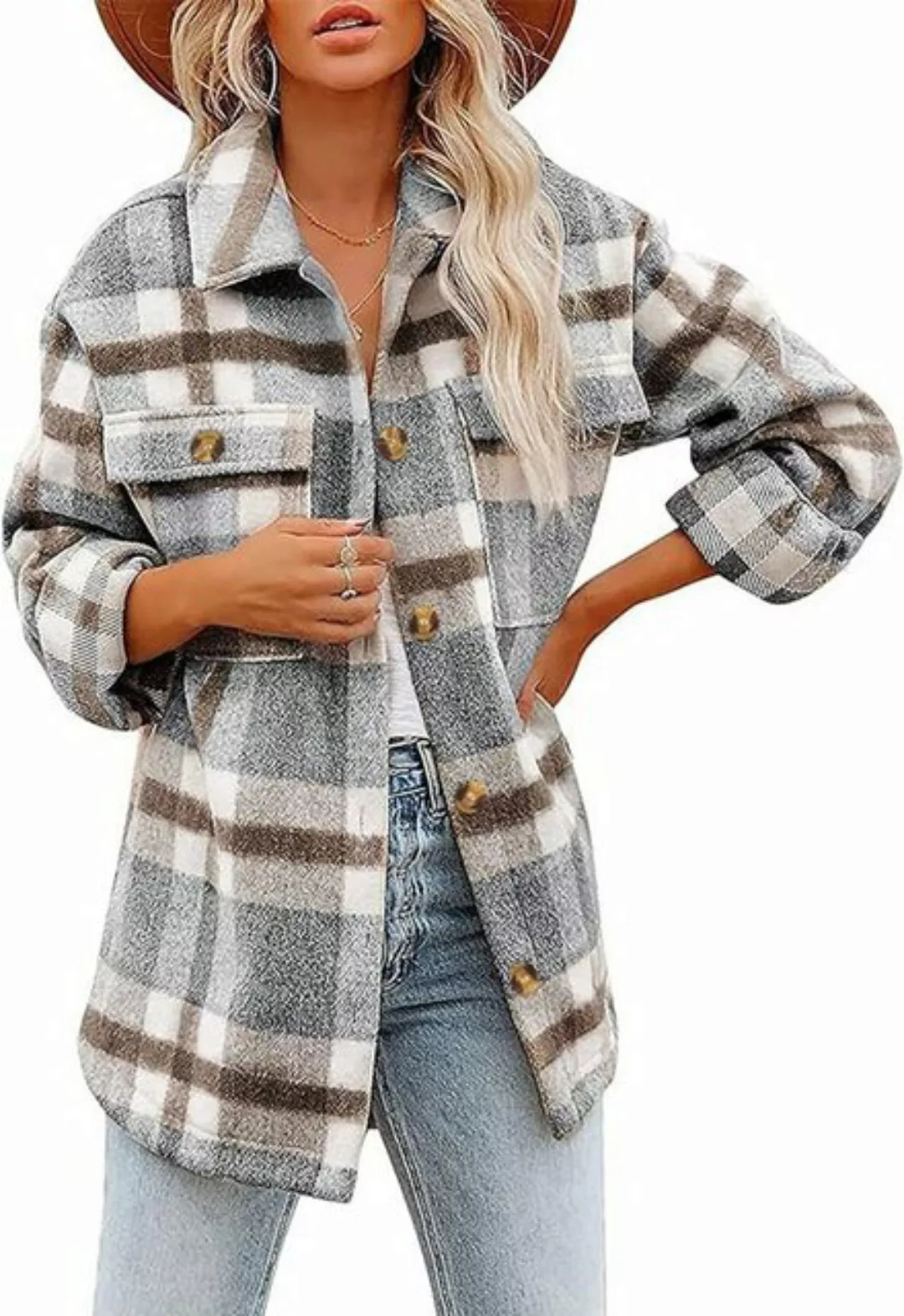 FIDDY Trenchcoat Damen-Hemdjacken für Herbst und Winter – Knopfjacken –kari günstig online kaufen