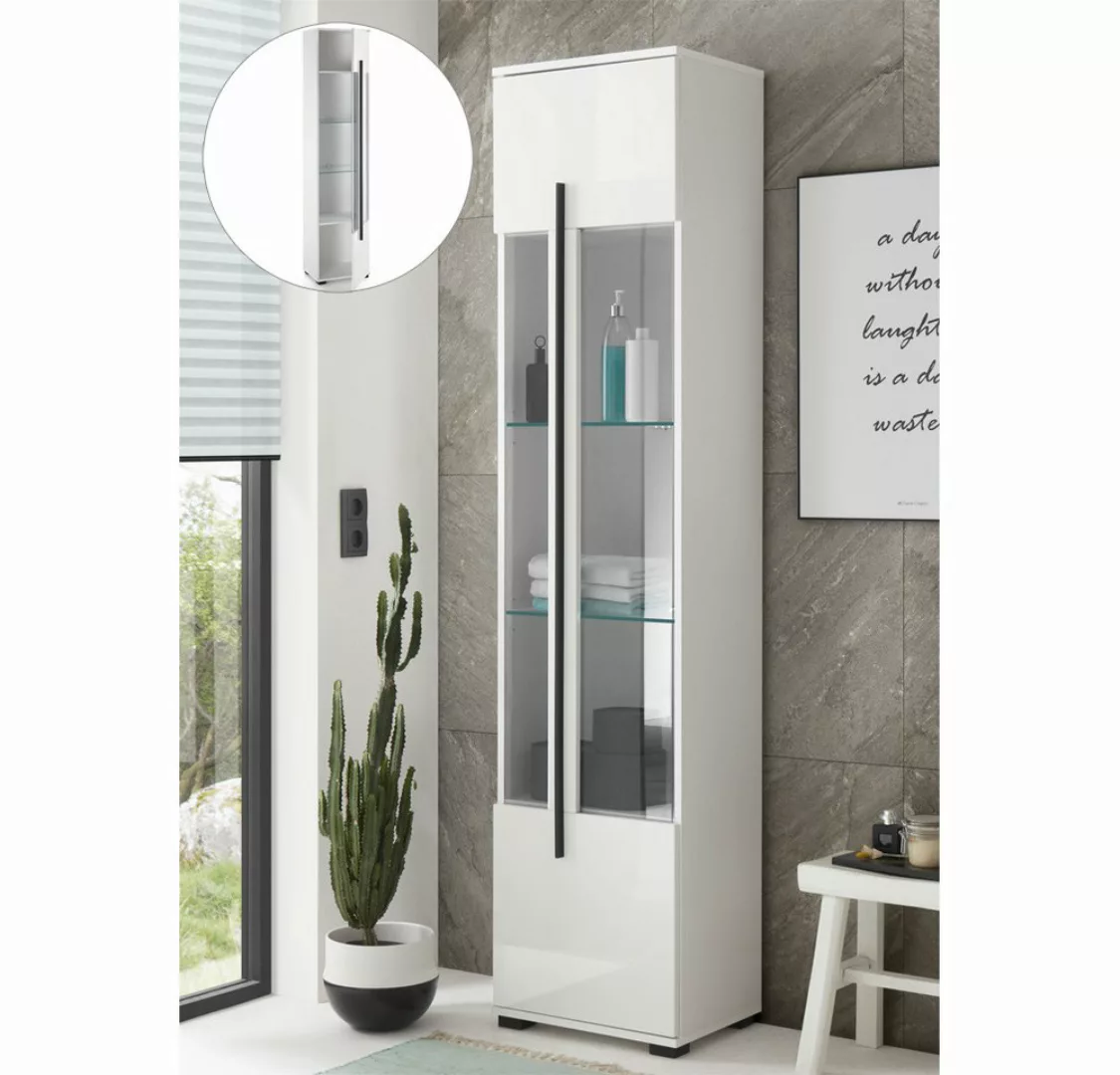 Lomadox Vitrine CHARLESTON-61 Badezimmer Vitrine in Hochglanz weiß, B/H/T: günstig online kaufen