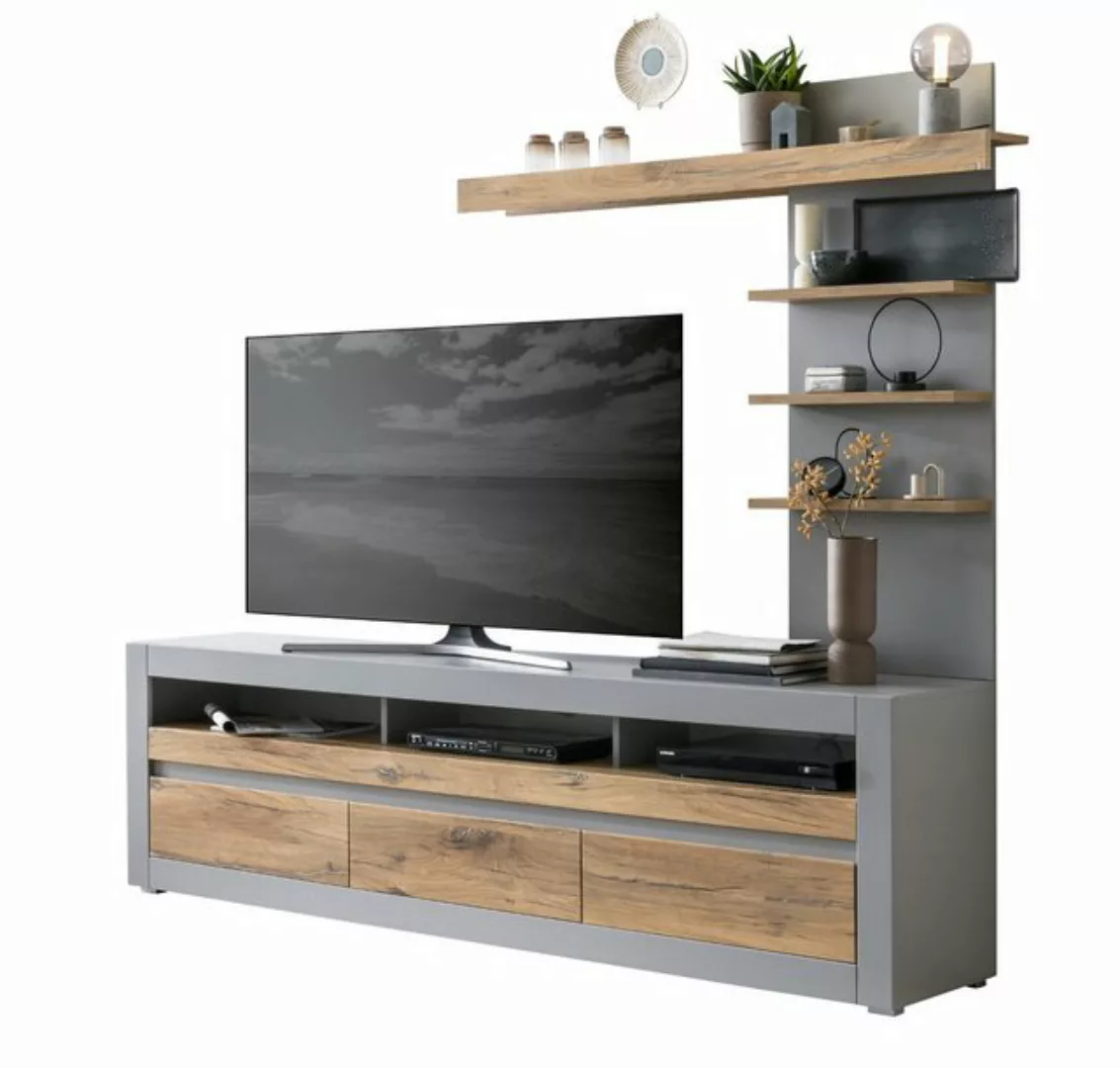 Furn.Design TV-Schrank Tamaris (Set 2-teilig in matt grau mit Eiche, Breite günstig online kaufen