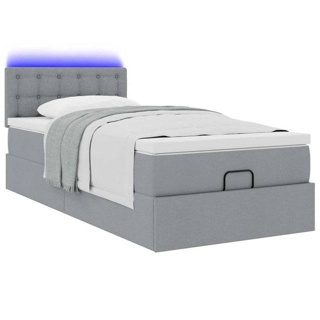 vidaXL Bett Ottoman-Bett mit Matratze & LEDs Hellgrau 80x200 cm Stoff günstig online kaufen