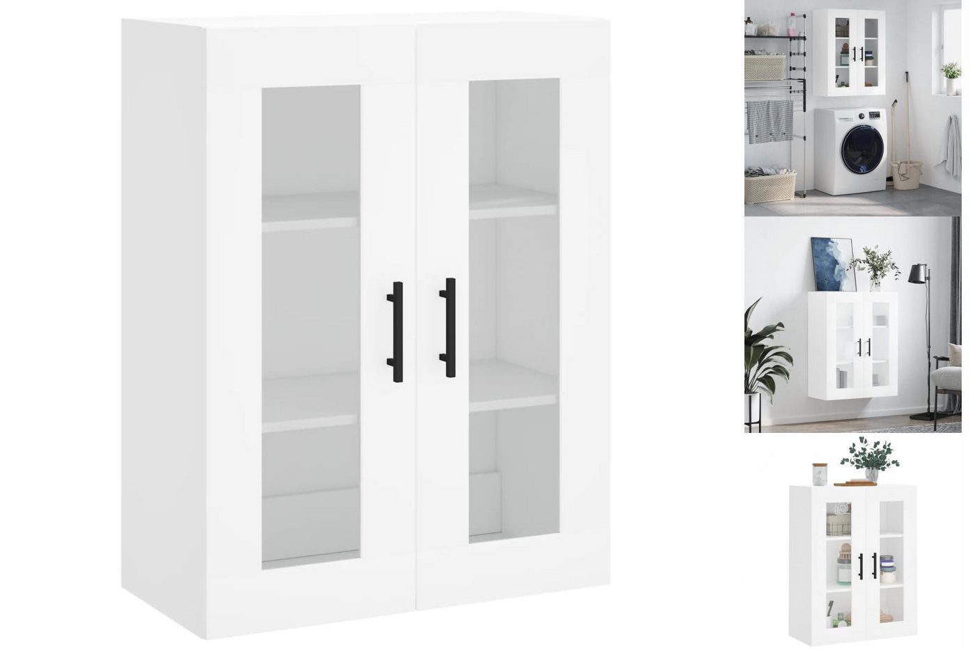 vidaXL Hängeschrank Wandschrank Weiß 69,5x34x90 cm Glas Vitrine Hängeschran günstig online kaufen