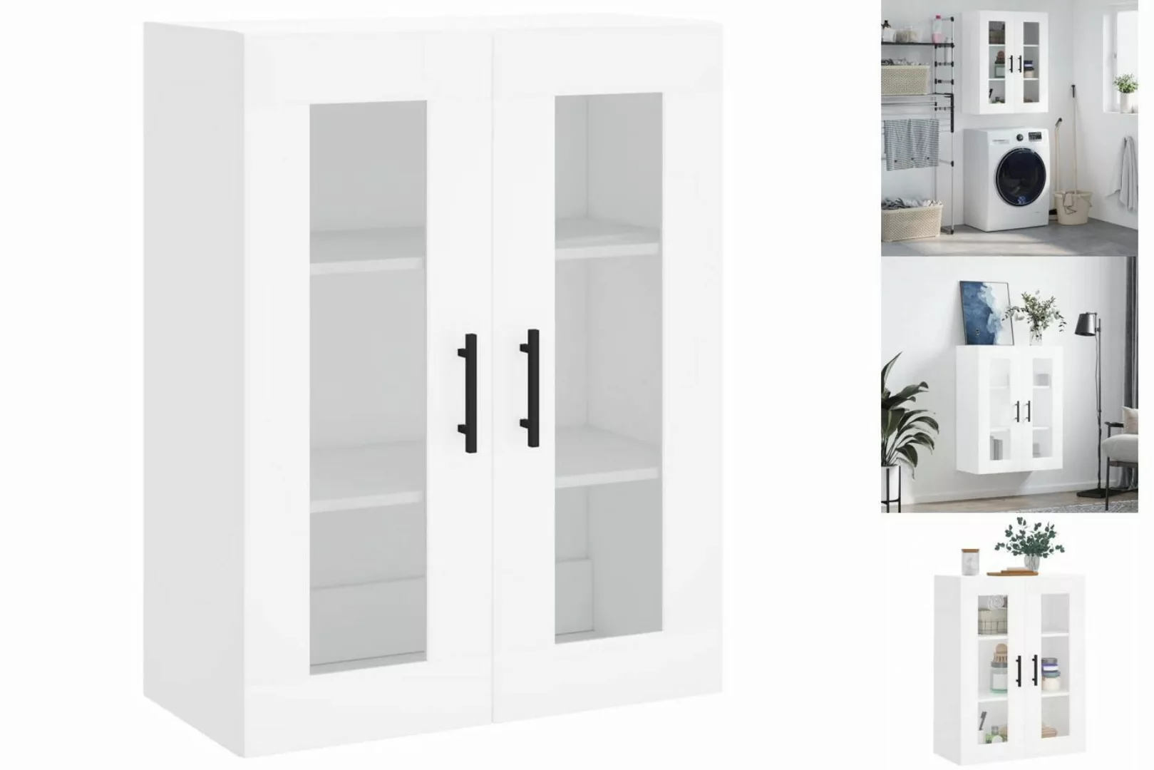 vidaXL Hängeschrank Wandschrank Weiß 69,5x34x90 cm Glas Vitrine Hängeschran günstig online kaufen