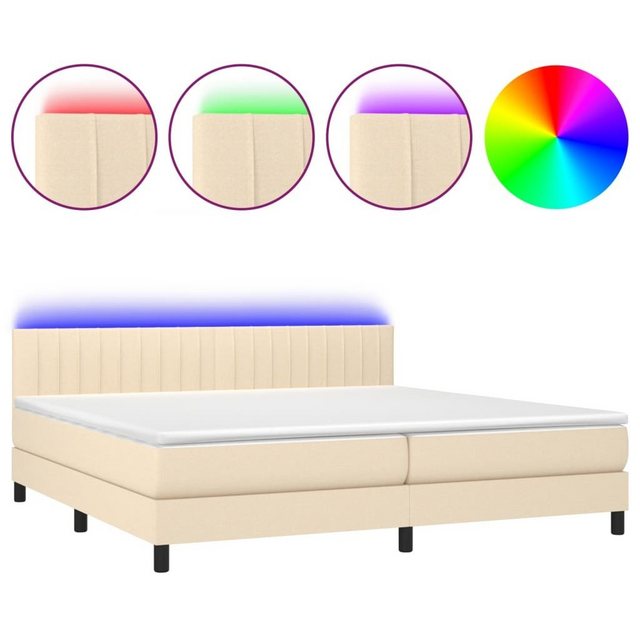 vidaXL Boxspringbett Boxspringbett mit Matratze LED Creme 200x200 cm Stoff günstig online kaufen