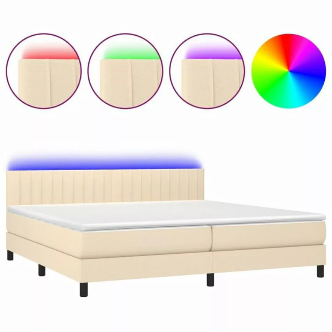 vidaXL Boxspringbett Boxspringbett mit Matratze LED Creme 200x200 cm Stoff günstig online kaufen