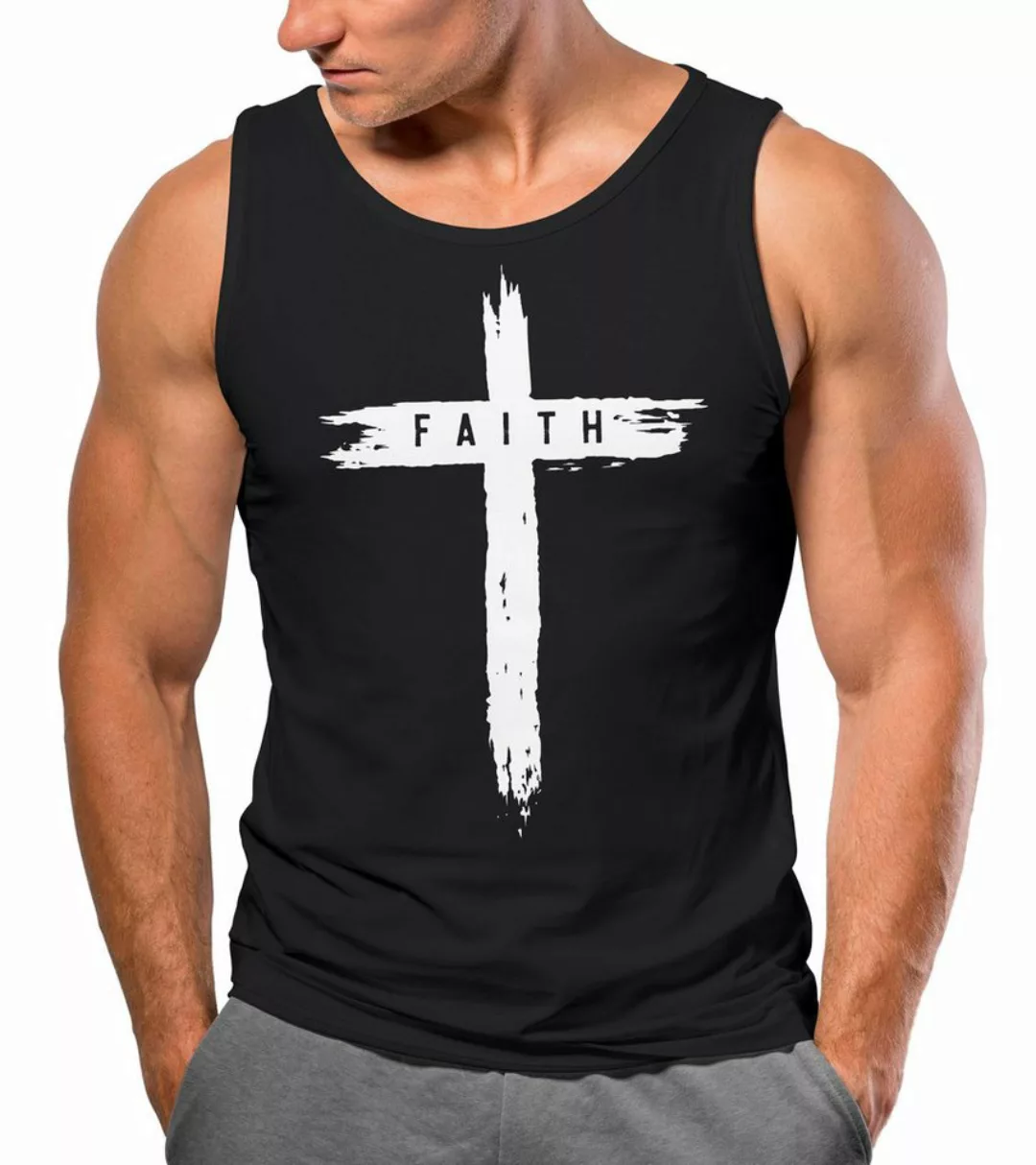 Neverless Tanktop Herren Tank-Top Print Aufdruck Kreuz Cross Faith Glaube T günstig online kaufen