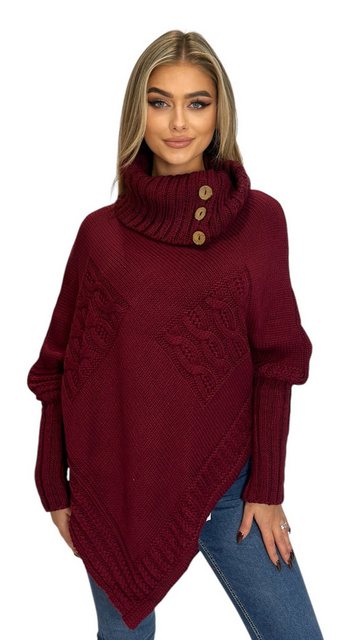 Mississhop Strickponcho Poncho Strick Sweatshirt Pullover Umhang Überwurf M günstig online kaufen