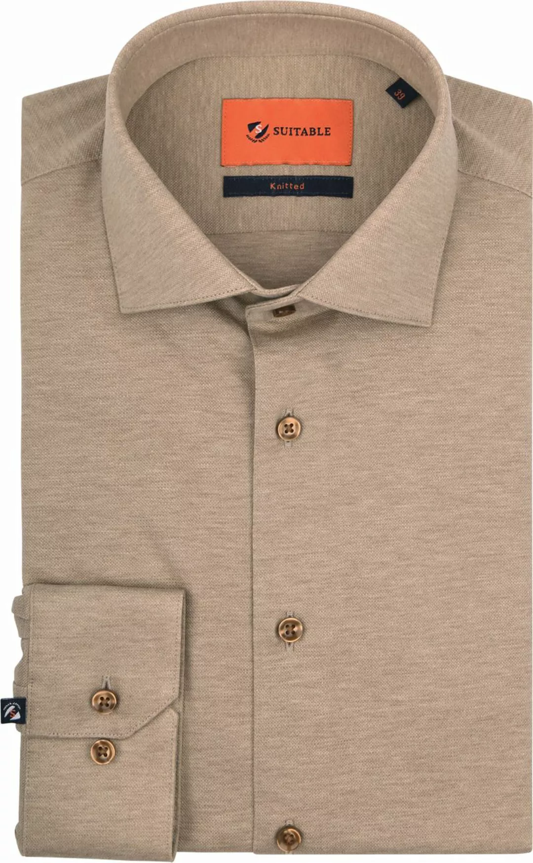 Suitable Hemd Pique Beige - Größe 40 günstig online kaufen