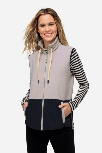 Laurasøn Steppweste Weste Fleece Colorblocking Stehkragen Seitenzipper günstig online kaufen