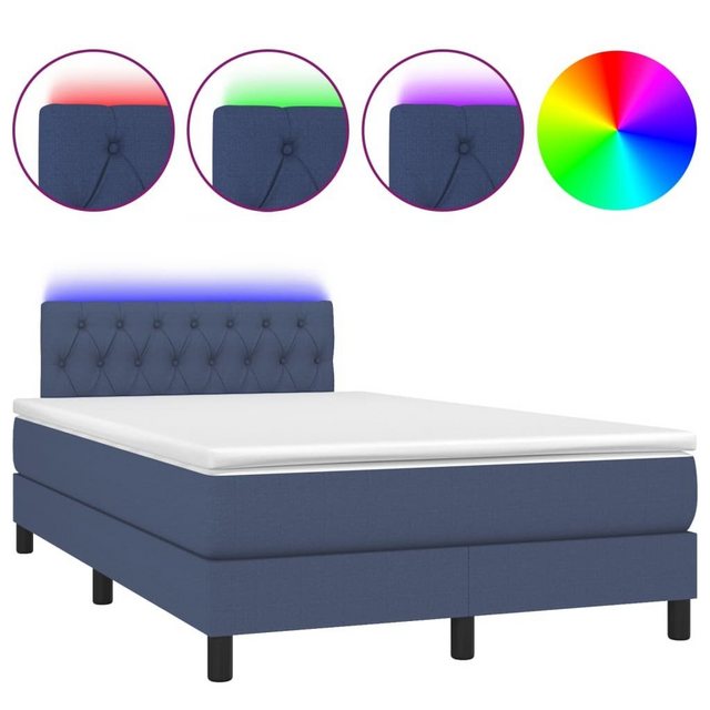 vidaXL Boxspringbett Boxspringbett mit Matratze LED Blau 120x200 cm Stoff B günstig online kaufen