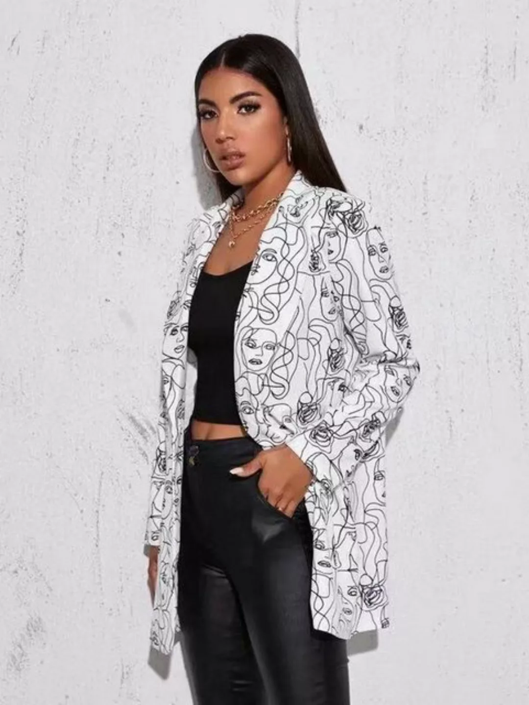 RUZU UG Langmantel Strickjacke Damenmode Lässige Mittellange Jacke kleiner günstig online kaufen