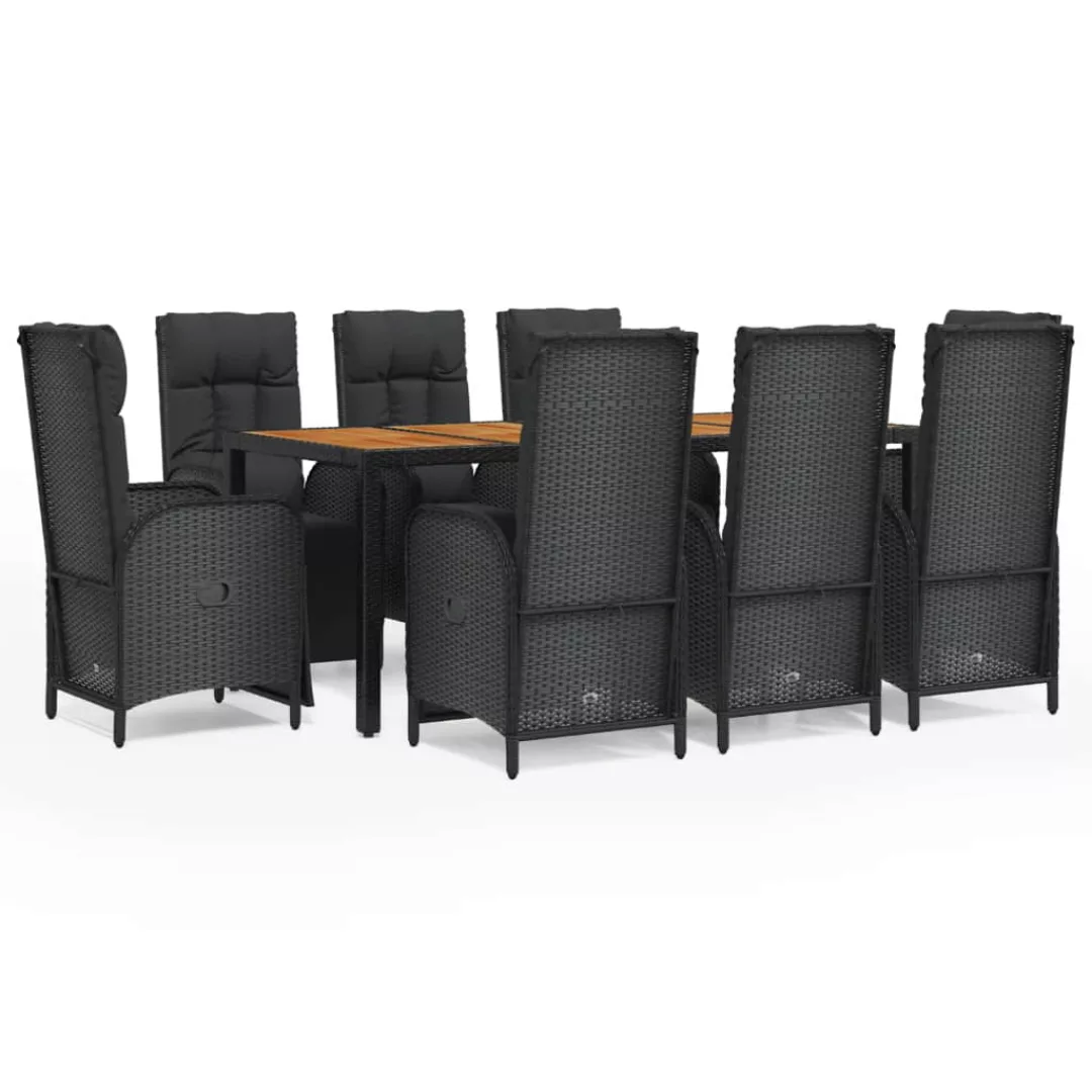 Vidaxl 9-tlg. Garten-essgruppe Mit Kissen Schwarz Poly Rattan günstig online kaufen