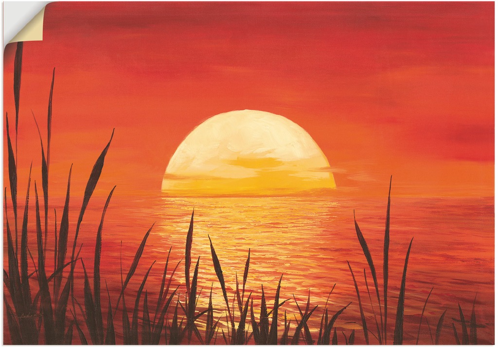 Artland Wandbild "Roter Sonnenuntergang am Ozean", Bilder vom Sonnenunterga günstig online kaufen