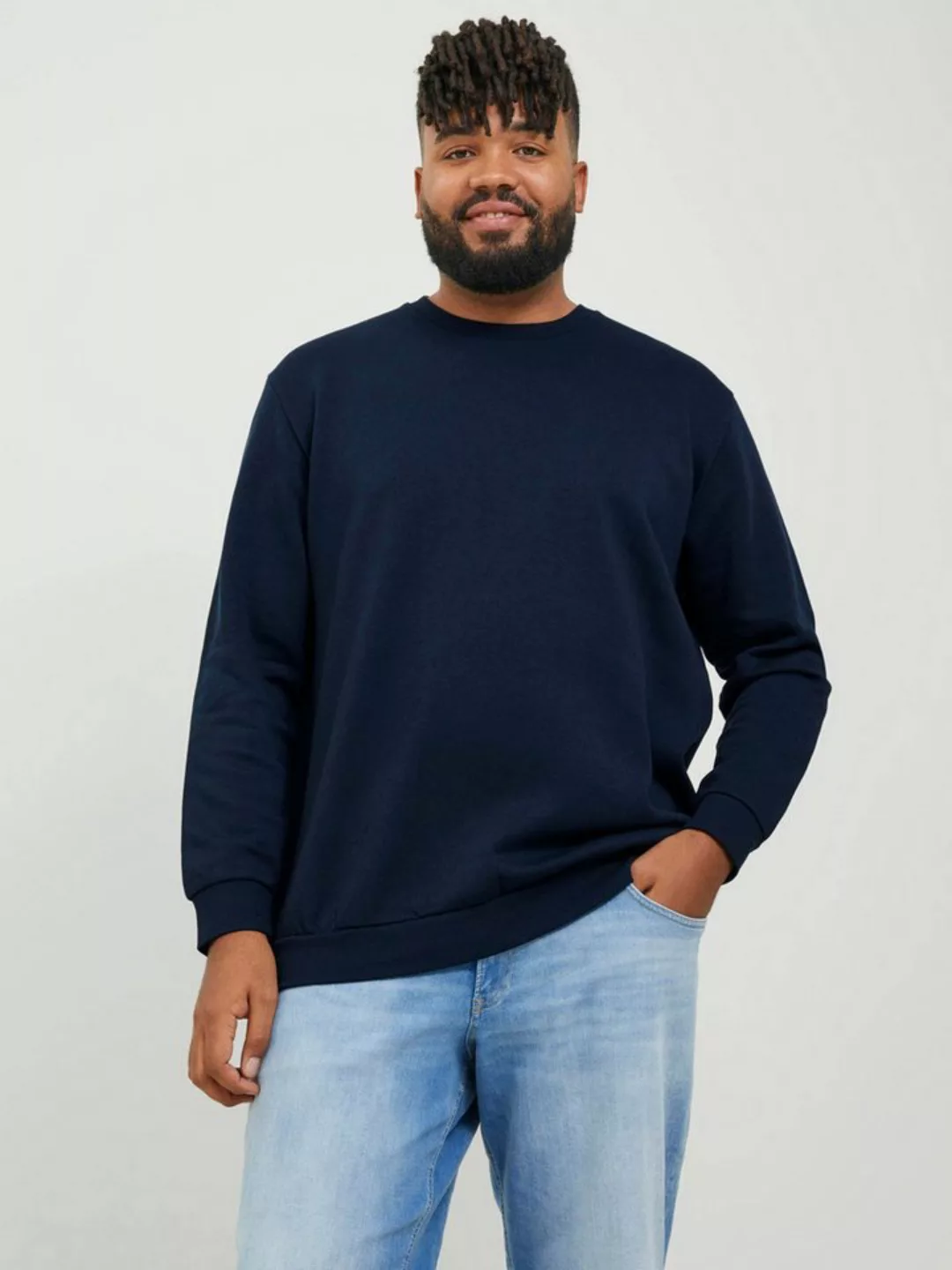 Jack & Jones PlusSize Sweatshirt JJEBRADLEY SWEAT CREW NOOS PLS mit Rippbün günstig online kaufen