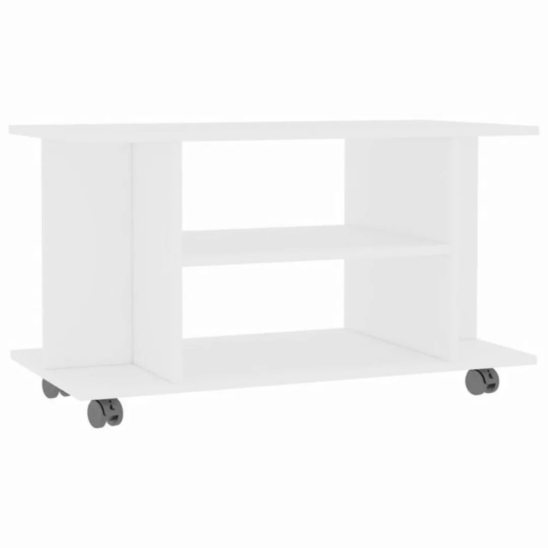 vidaXL TV-Schrank TV-Schrank mit Rollen Weiß 804040 cm Spanplatte Lowboard günstig online kaufen