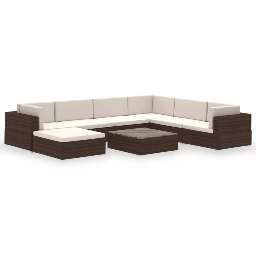 Vidaxl 8-tlg. Garten-lounge-set Mit Auflagen Poly Rattan Braun günstig online kaufen