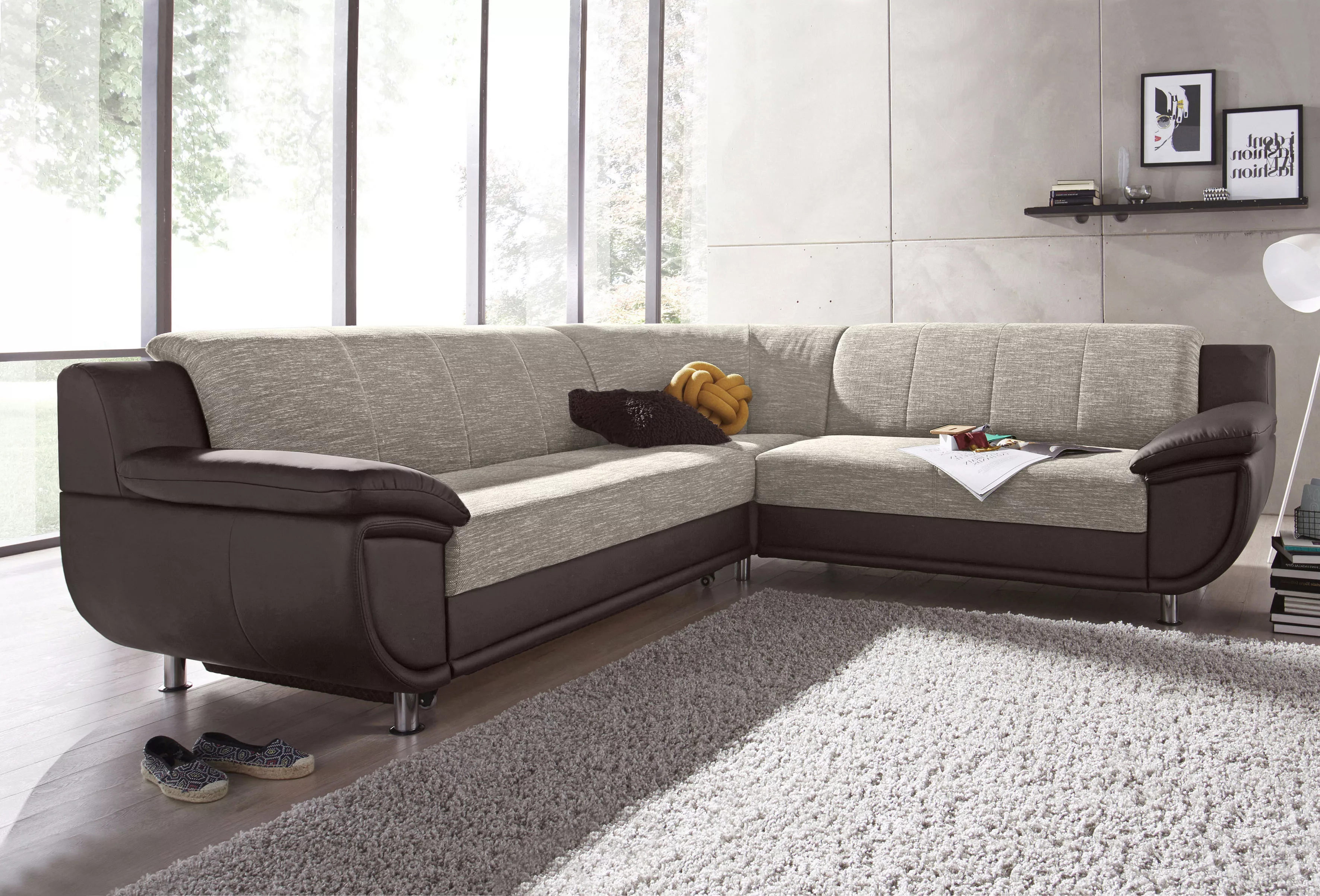 TRENDMANUFAKTUR Ecksofa "Rondo 3, zeitlos und modern, im Materialmix, L-For günstig online kaufen