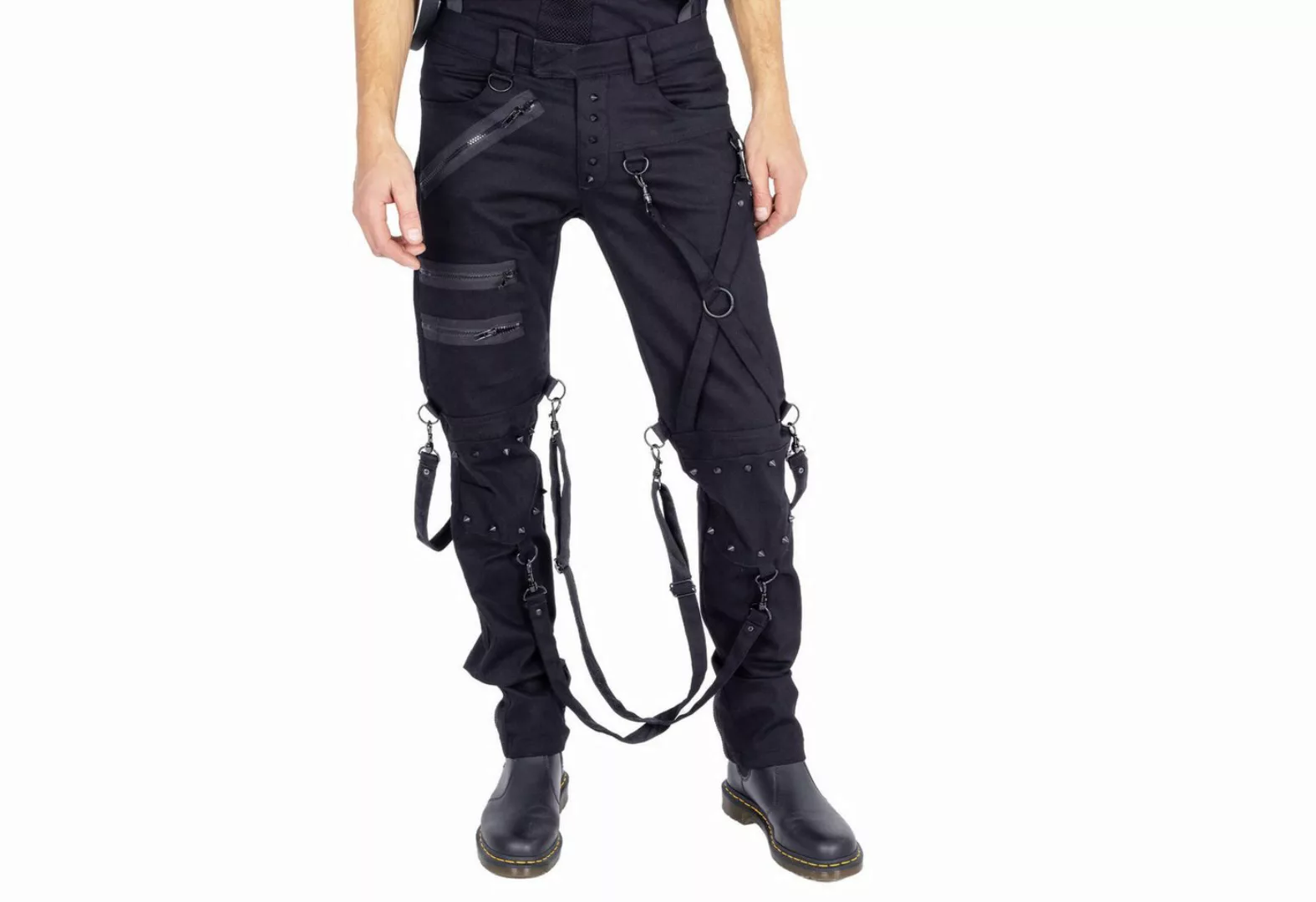 Chemical Black Stoffhose Amador Industrial Goth Gothic Punk Riemen Straps Z günstig online kaufen