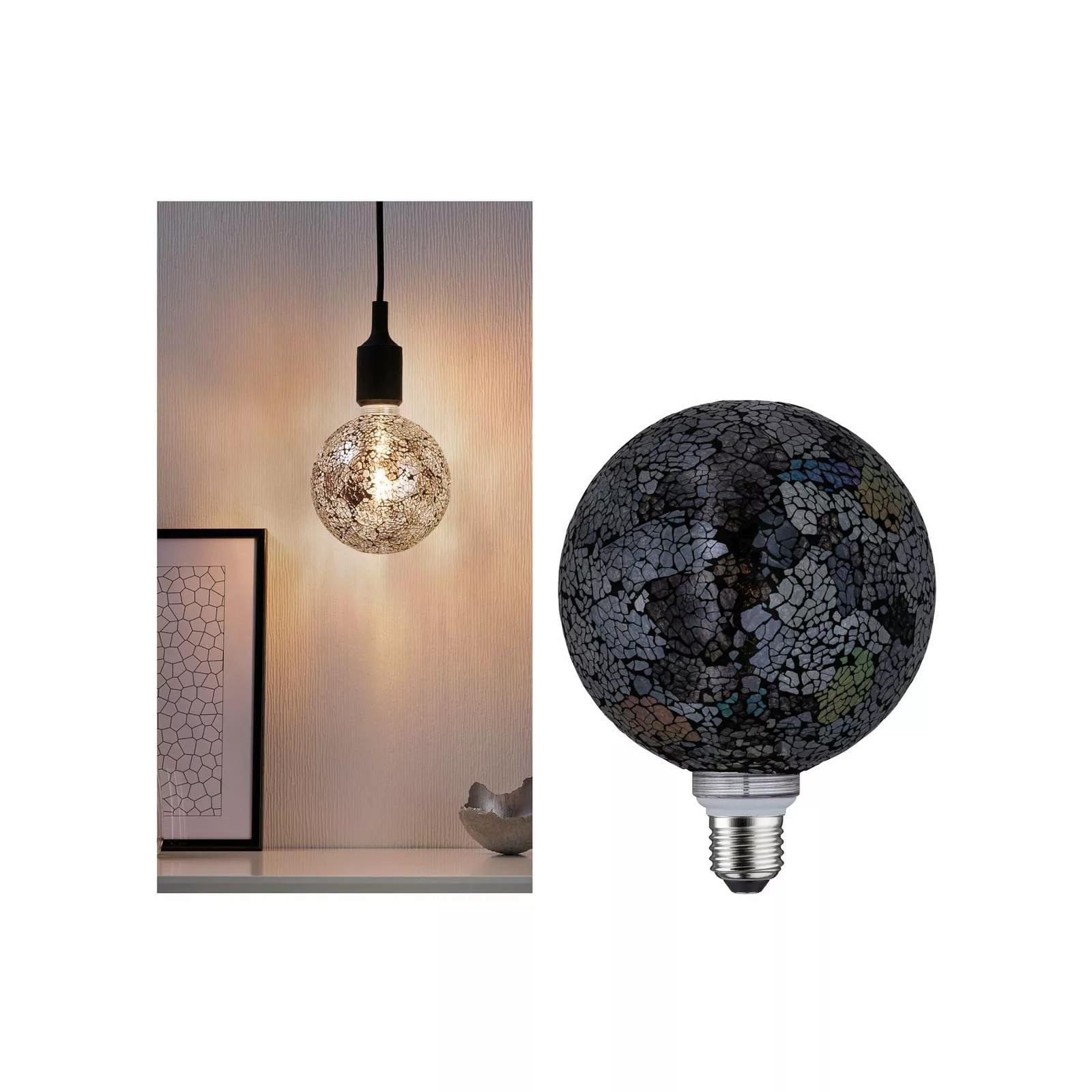 Paulmann E27 LED-Globe 5W Miracle Mosaic schwarz günstig online kaufen