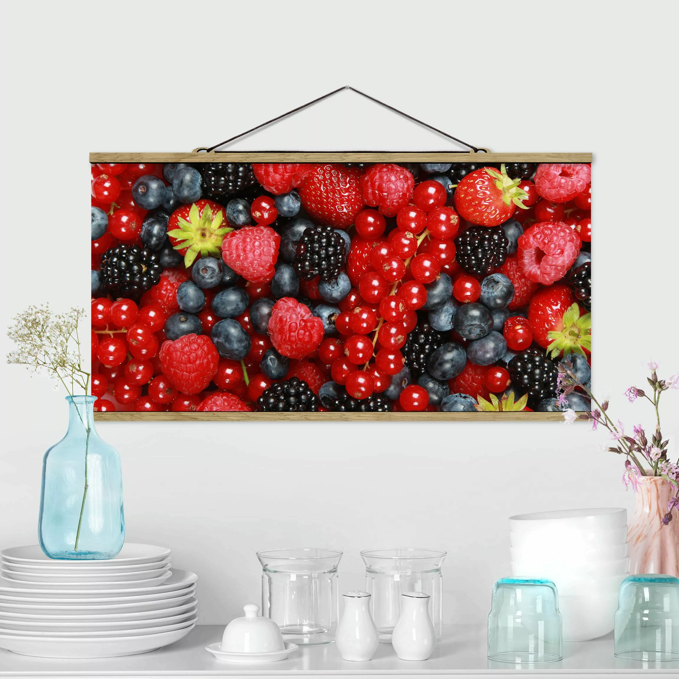 Stoffbild Küche mit Posterleisten - Querformat Fruchtige Waldbeeren günstig online kaufen