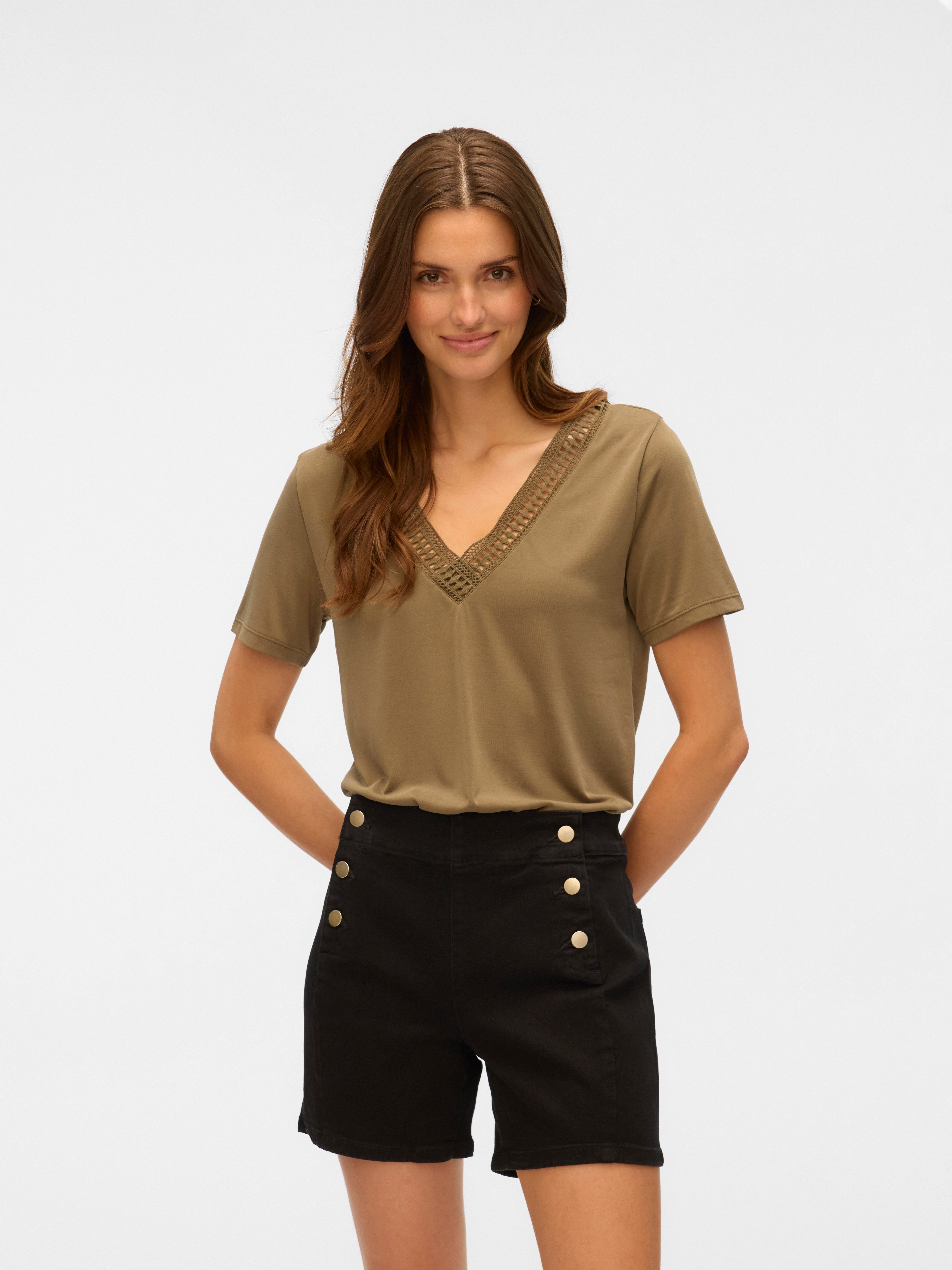 Vero Moda Kurzarmshirt VMSAVANNAH LACE 2-WAY günstig online kaufen