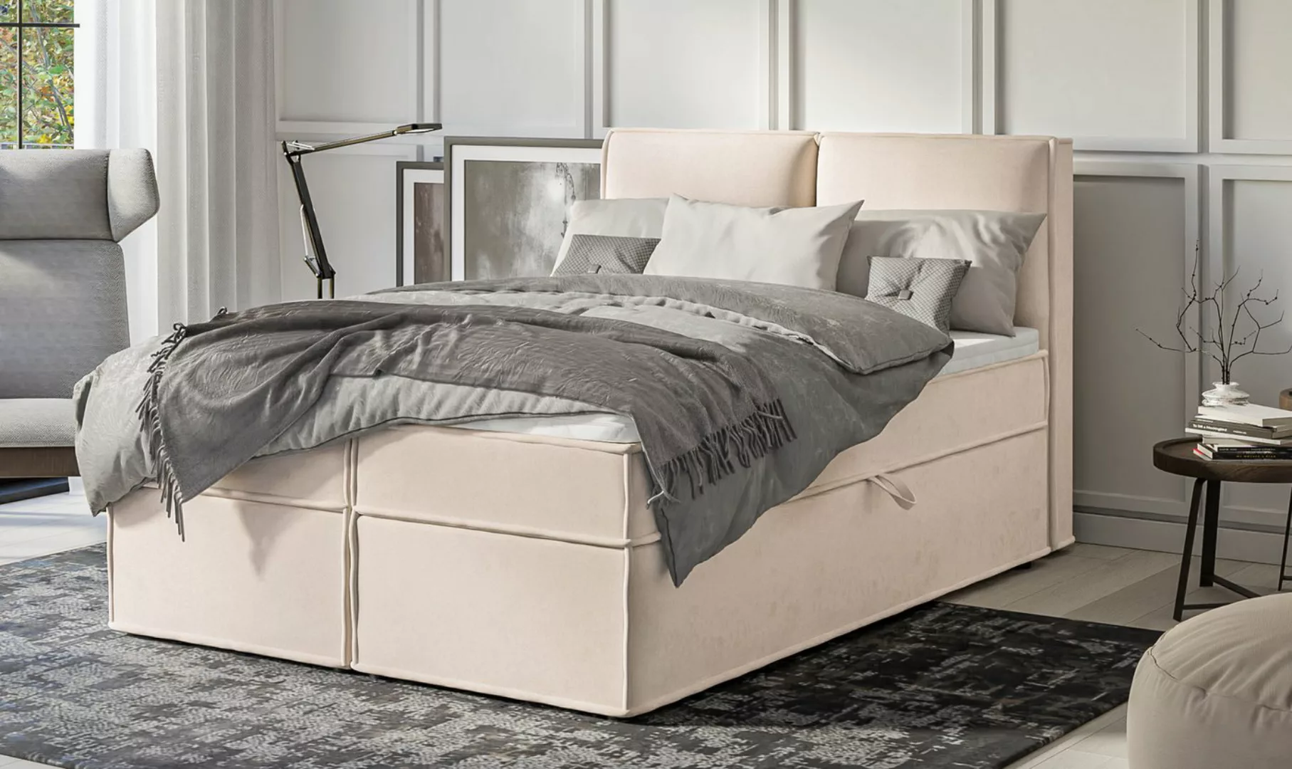 S-Style Möbel Boxspringbett Plaza mit Topper und Bettkästen aus Luxusmicrof günstig online kaufen