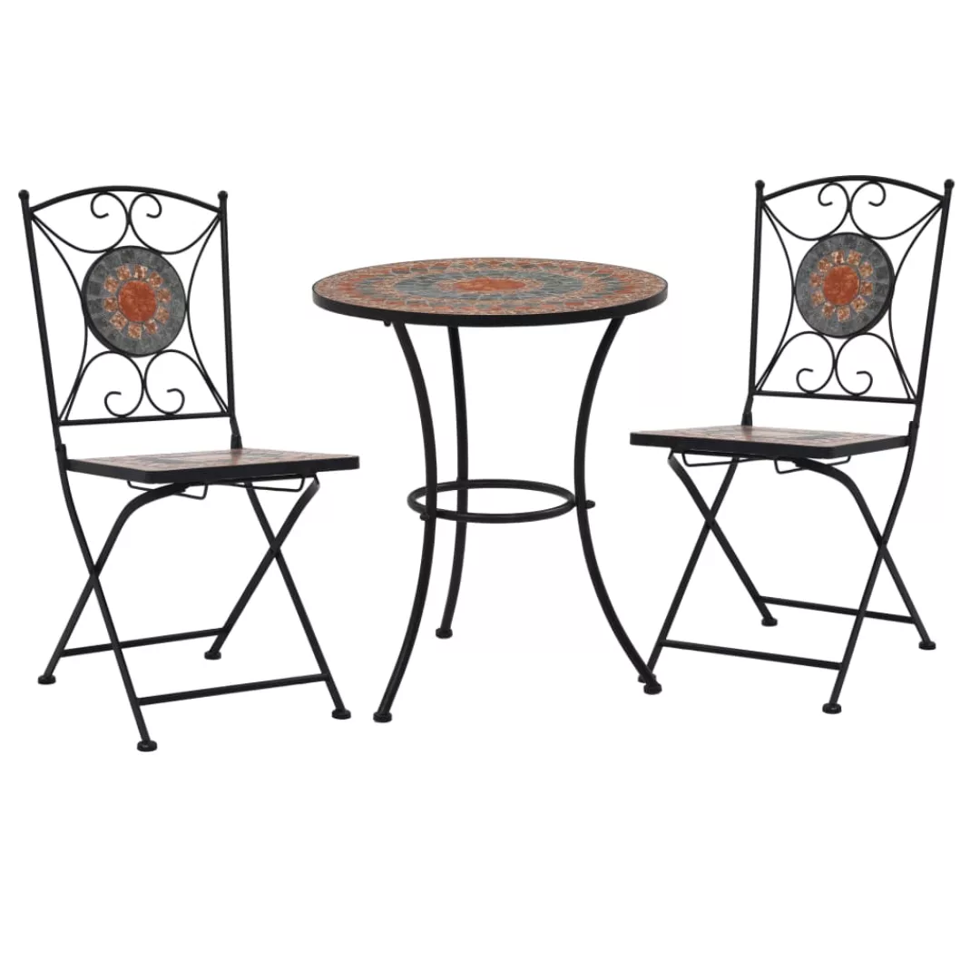 3-tlg. Bistro-set Mosaik Keramik Orange / Grau günstig online kaufen