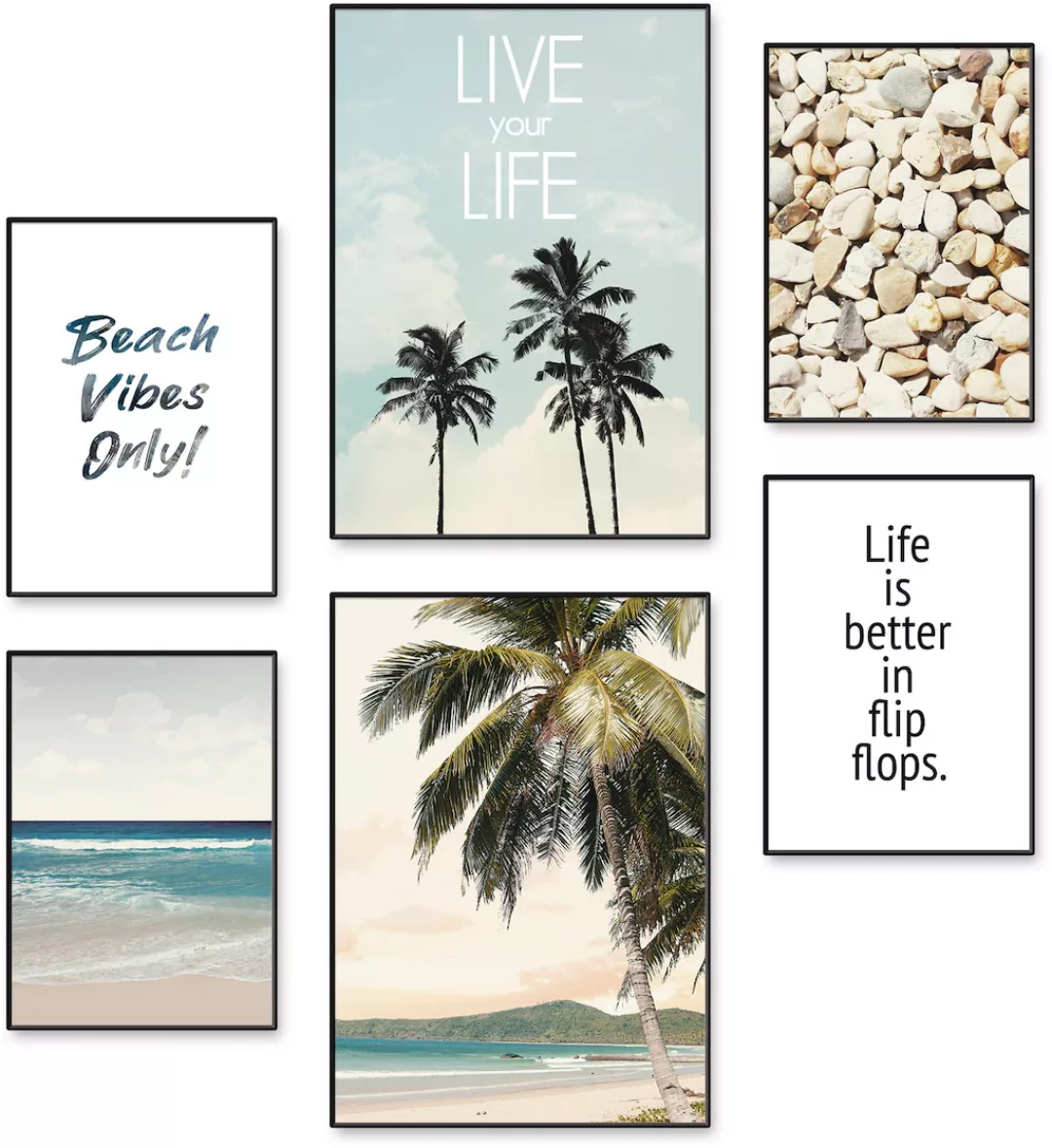 Artland Poster "Strandleben unter Palmen", Strand, (6 St.) günstig online kaufen