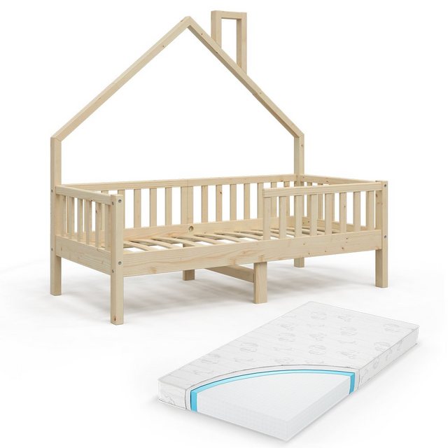 VitaliSpa® Hausbett Kinderbett Spielbett Noemi 80x160cm Natur Matratze günstig online kaufen