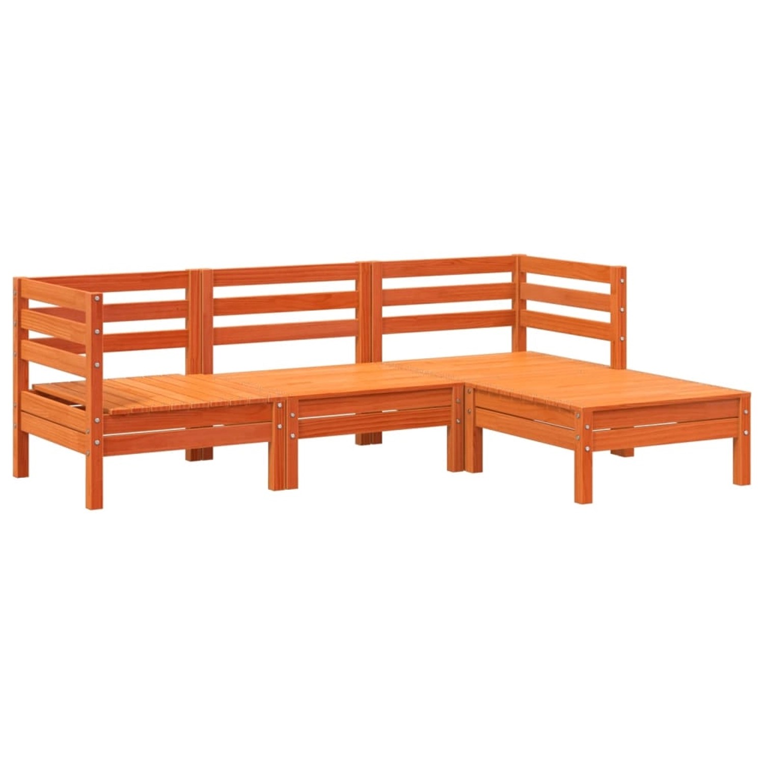 vidaXL Gartensofa 3-Sitzer mit Hocker Wachsbraun Massivholz Kiefer 838058 günstig online kaufen