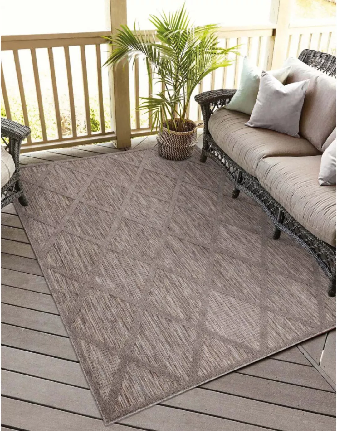 Carpet City Teppich »In-& Outdoorteppich Santorini 457, 3D-Effekt, Raute-Lo günstig online kaufen