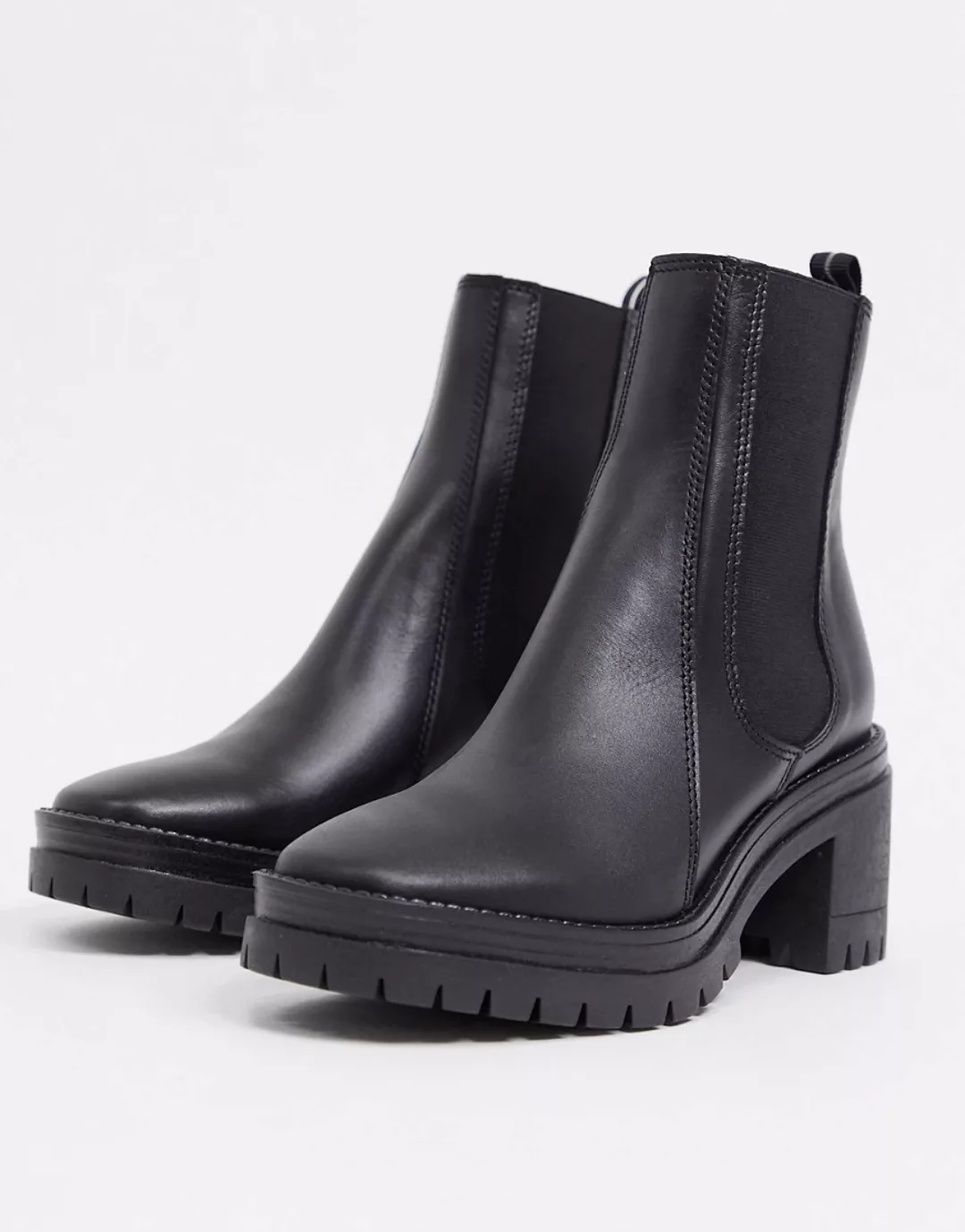 Schuh – Encourage – Wadenhohe Stiefel mit mittelhohem Absatz aus schwarzem günstig online kaufen