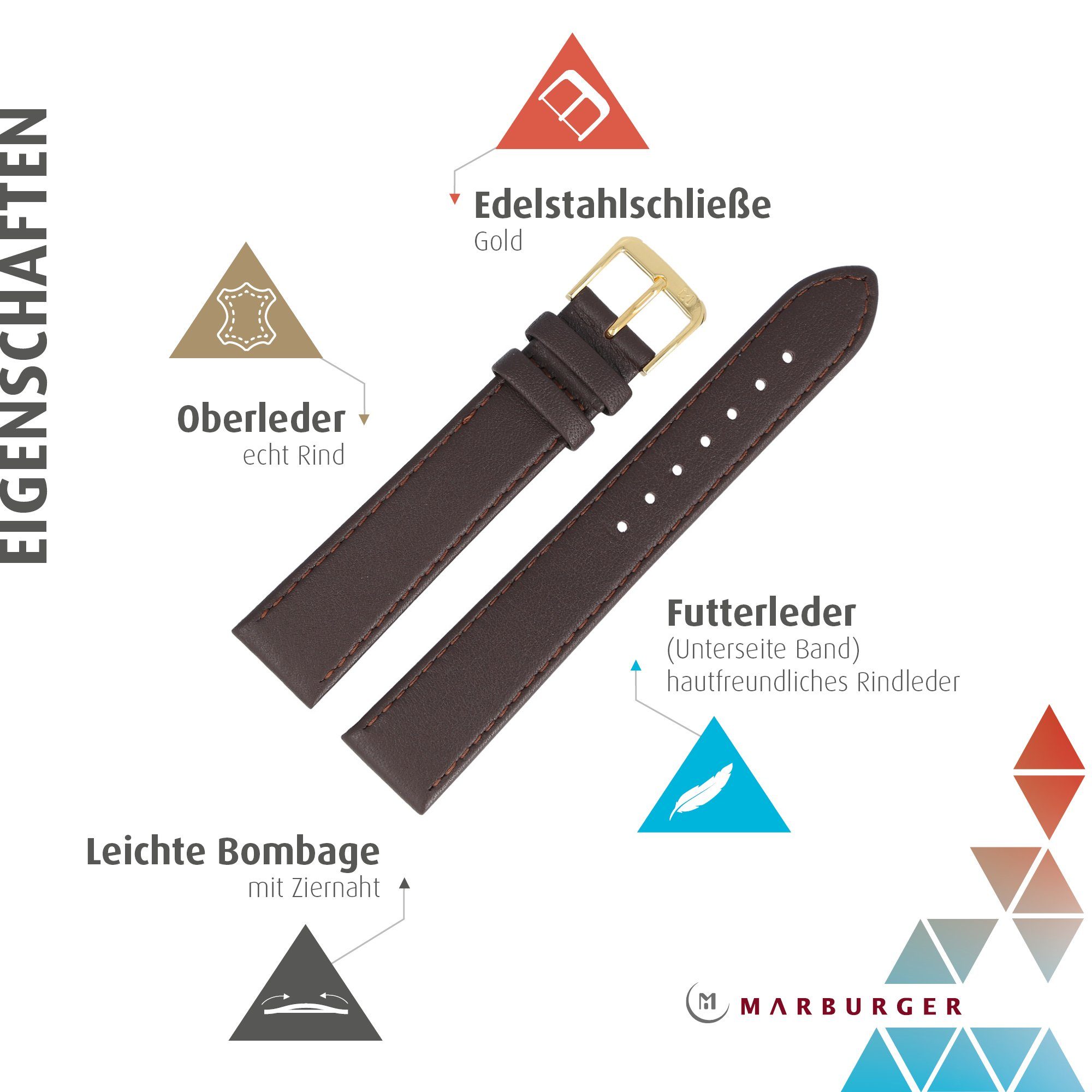 MARBURGER Uhrenarmband 22mm Leder günstig online kaufen