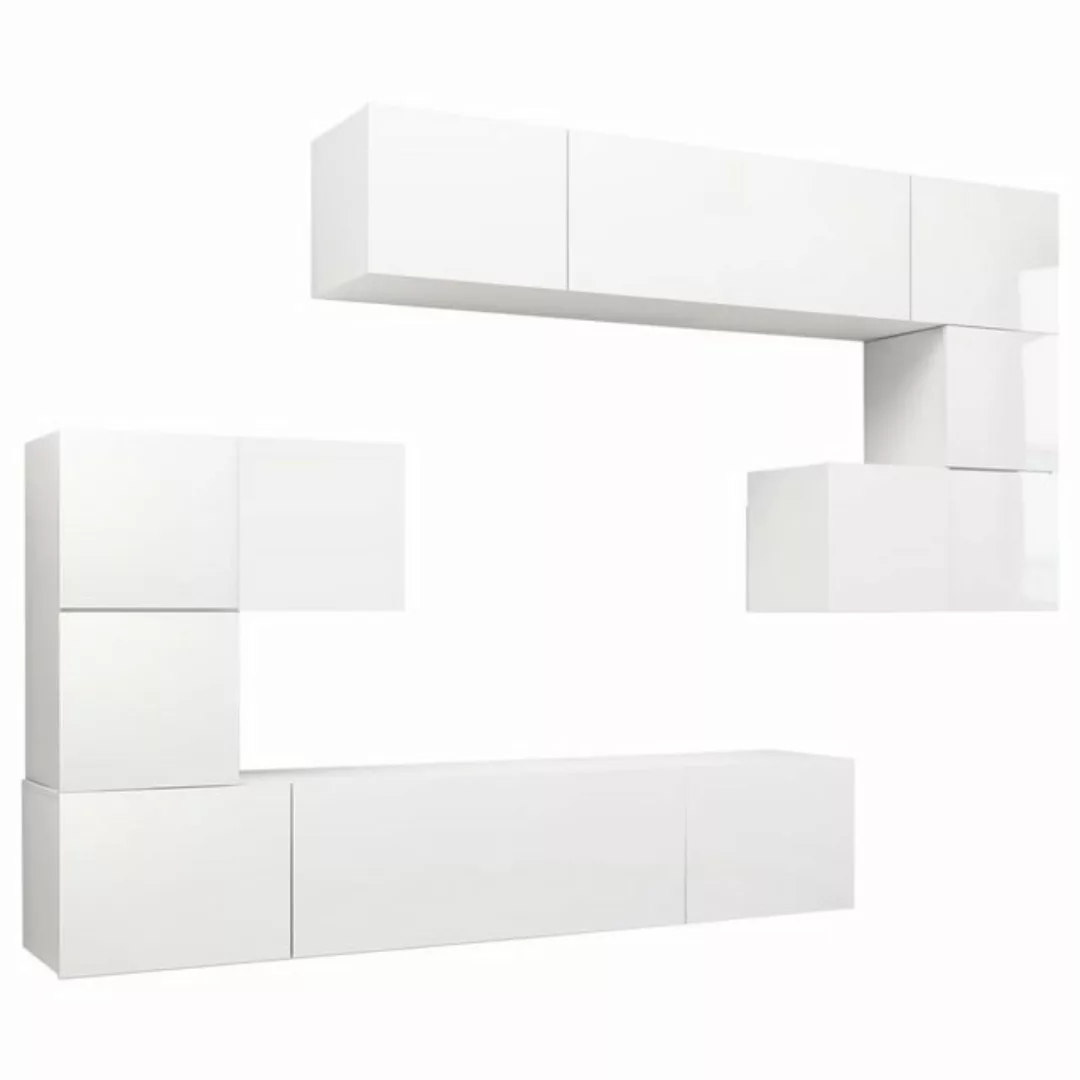 furnicato TV-Schrank 8-tlg. TV-Schrank-Set Hochglanz-Weiß Holzwerkstoff günstig online kaufen